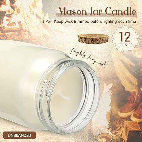 Miniatura 5 de MTLEE Paquete de 4 velas de soja en tarro de 12 onzas con aceites esenciales, velas perfumadas de cera de soja para el hogar, Navidad, cumpleaños,