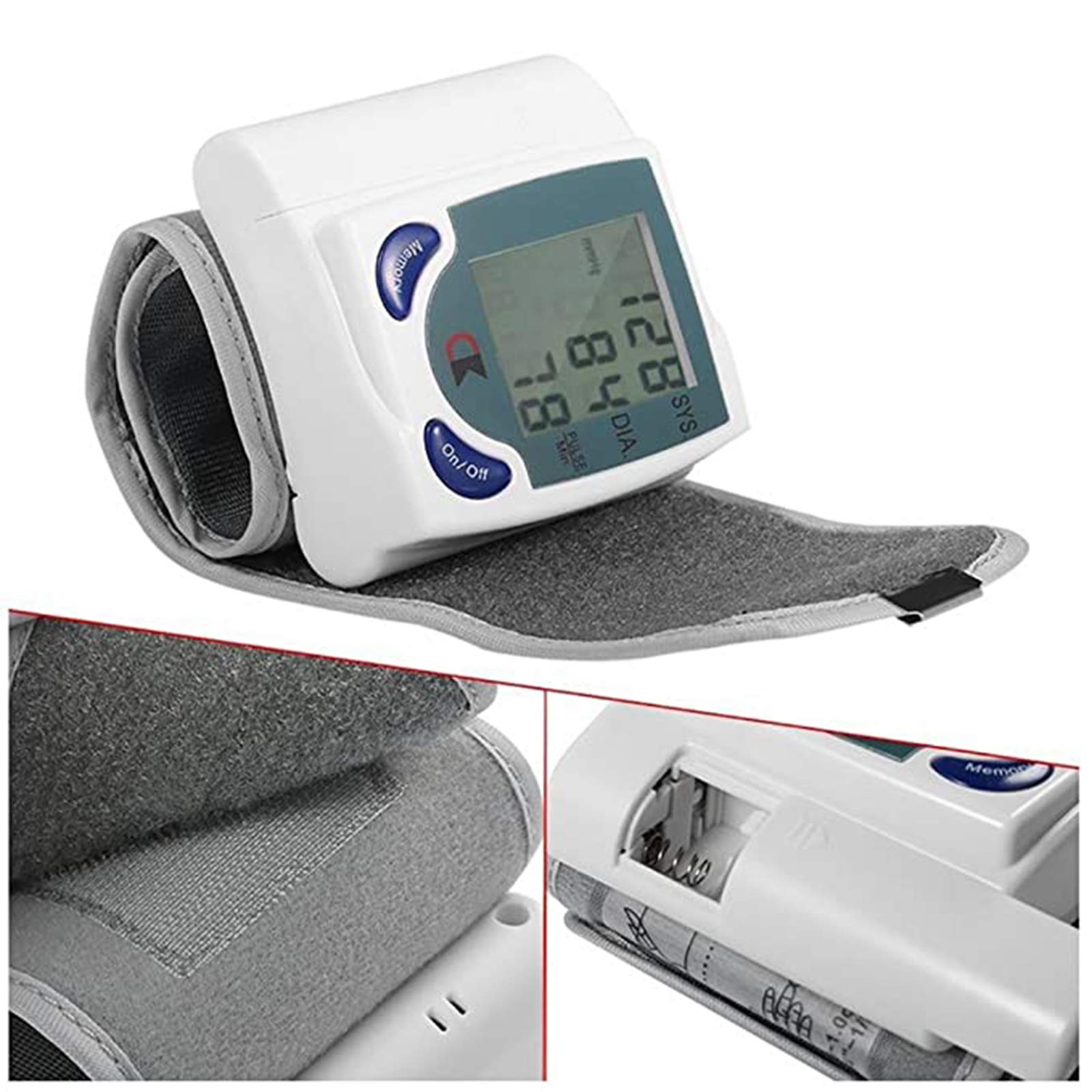 Monitor De Presión Arterial De Muñeca, Medidor De Máquina Probador De Esfigmomanómetro Digital Automático para Medir El Ritmo Cardíaco Y La Frecuencia del Pulso