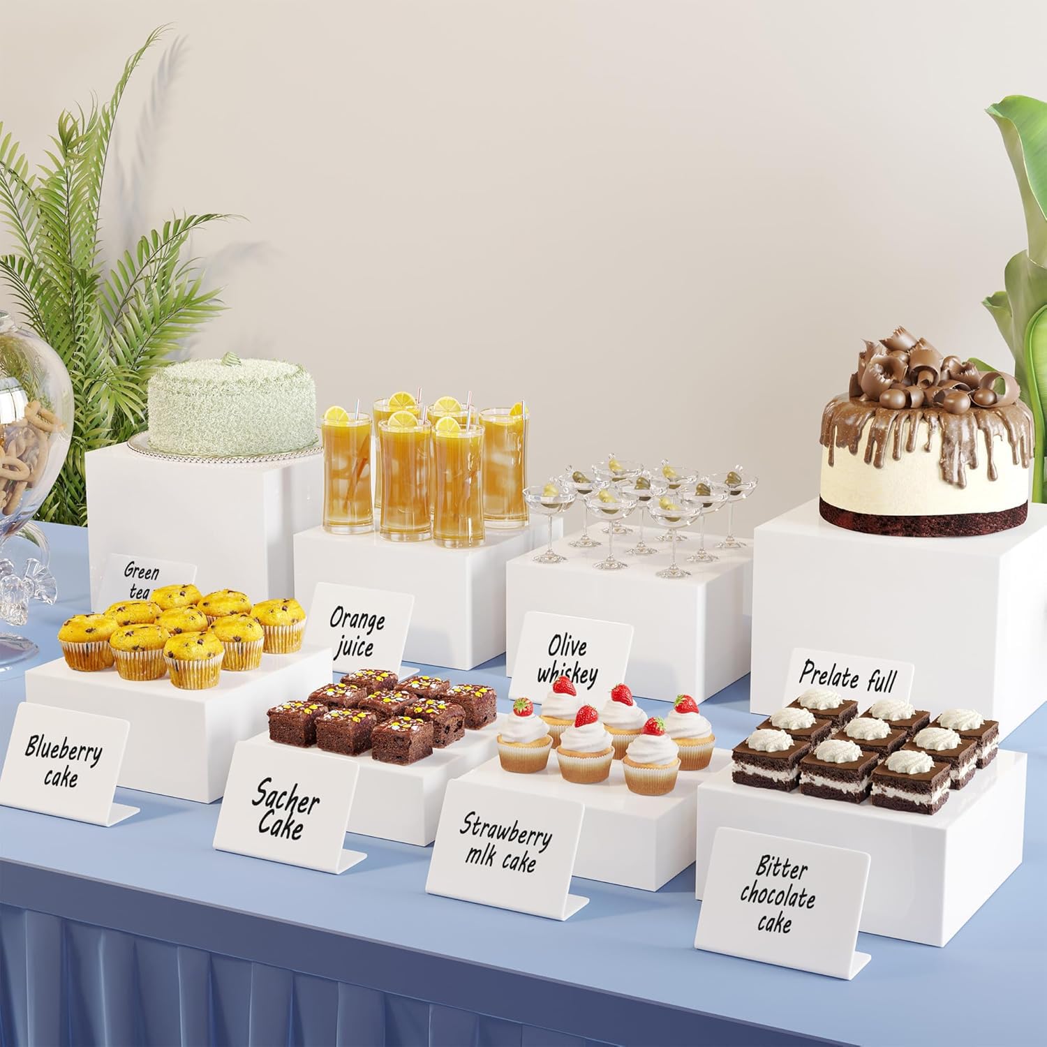 Support Buffet Lot De 6 Présentoirs En Acrylique Avec Fond Creux Pour Buffet, Fête, Cupcakes, Desserts