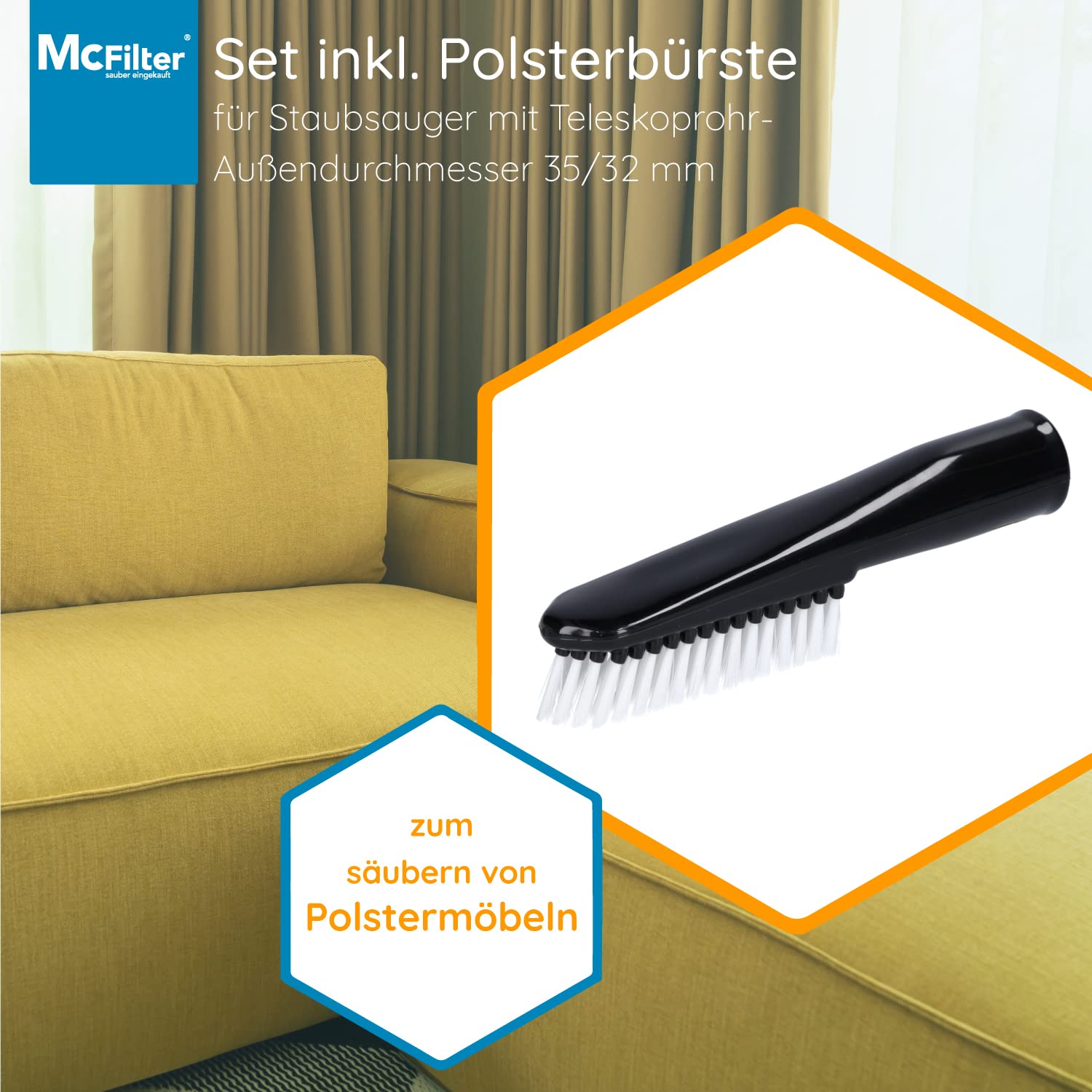 McFilter | Juego de boquillas 12 piezas compatible con MAKITA VC2010L VC2012L VC2512L VC3011L VC3012L VC3511L | boquilla para hendiduras, cepillo para muebles, cepillo de aspiración, adaptador