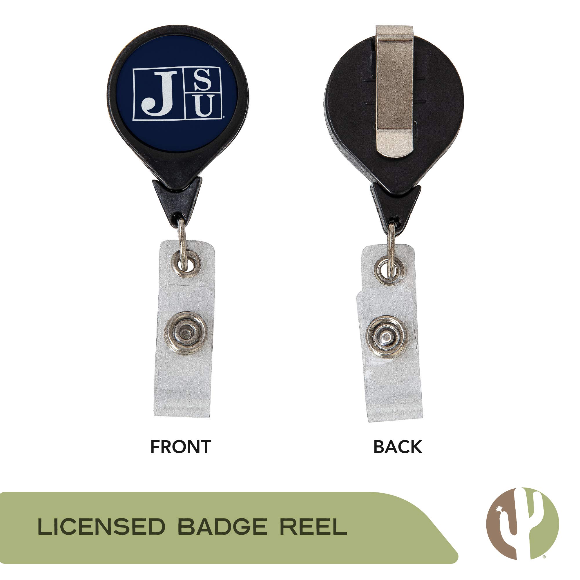 Desert Cactus Jackson State University Retractable Badge Holder Tigers J-State ID Reel with Ticket Clip for Lanyard, Work, School & Office Access