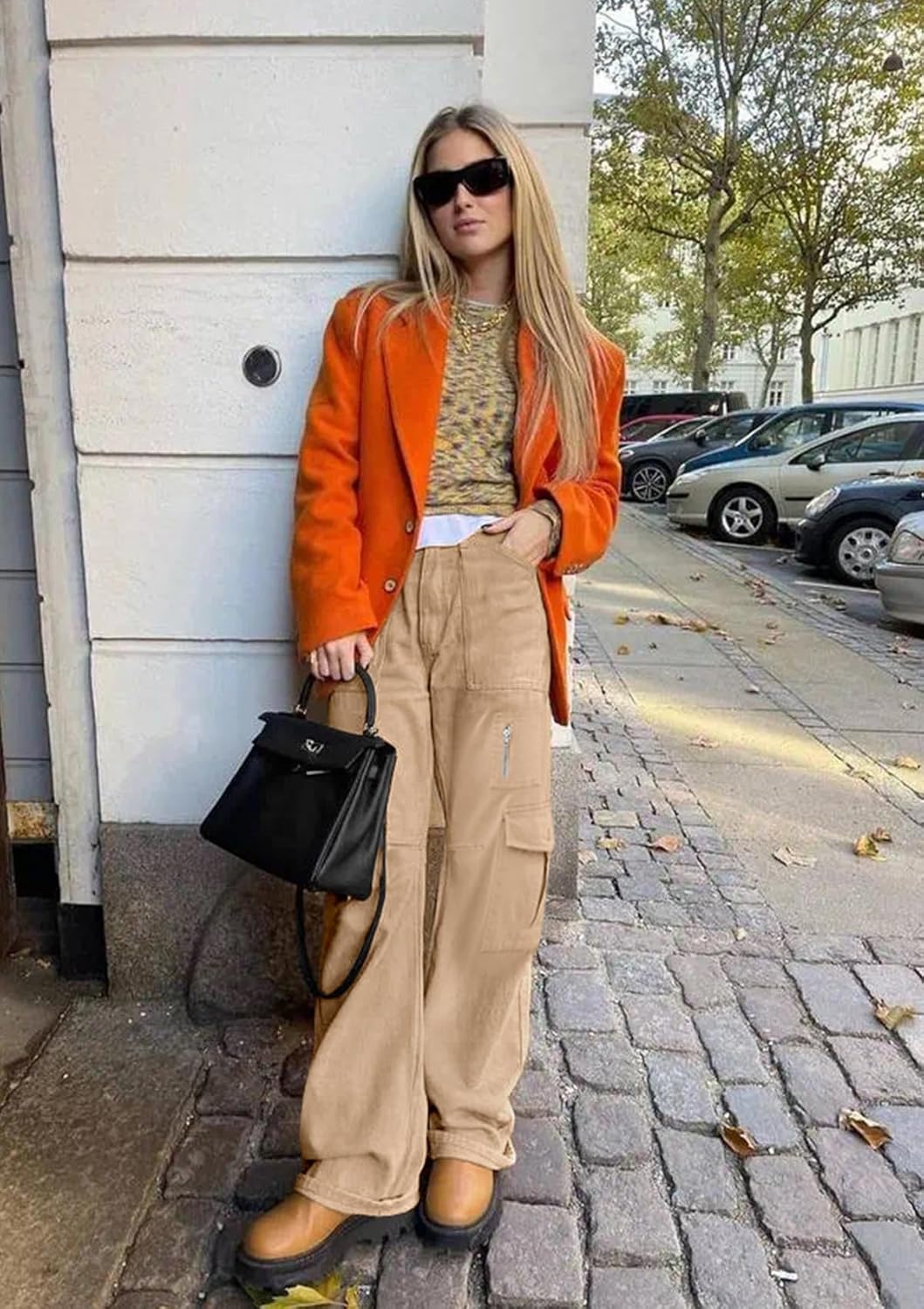 IVIR Cargo Pants Women High Waist Wide Leg Casual Pants with 7 Pockets Stretchy Drawstring Baggy Y2K Trousers - Image 2