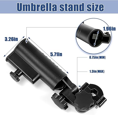Miniatura 2 de Soporte de paraguas de carrito de golf resistente, base de aleación de aluminio ajustable de 180, resistente al viento, soporte universal para
