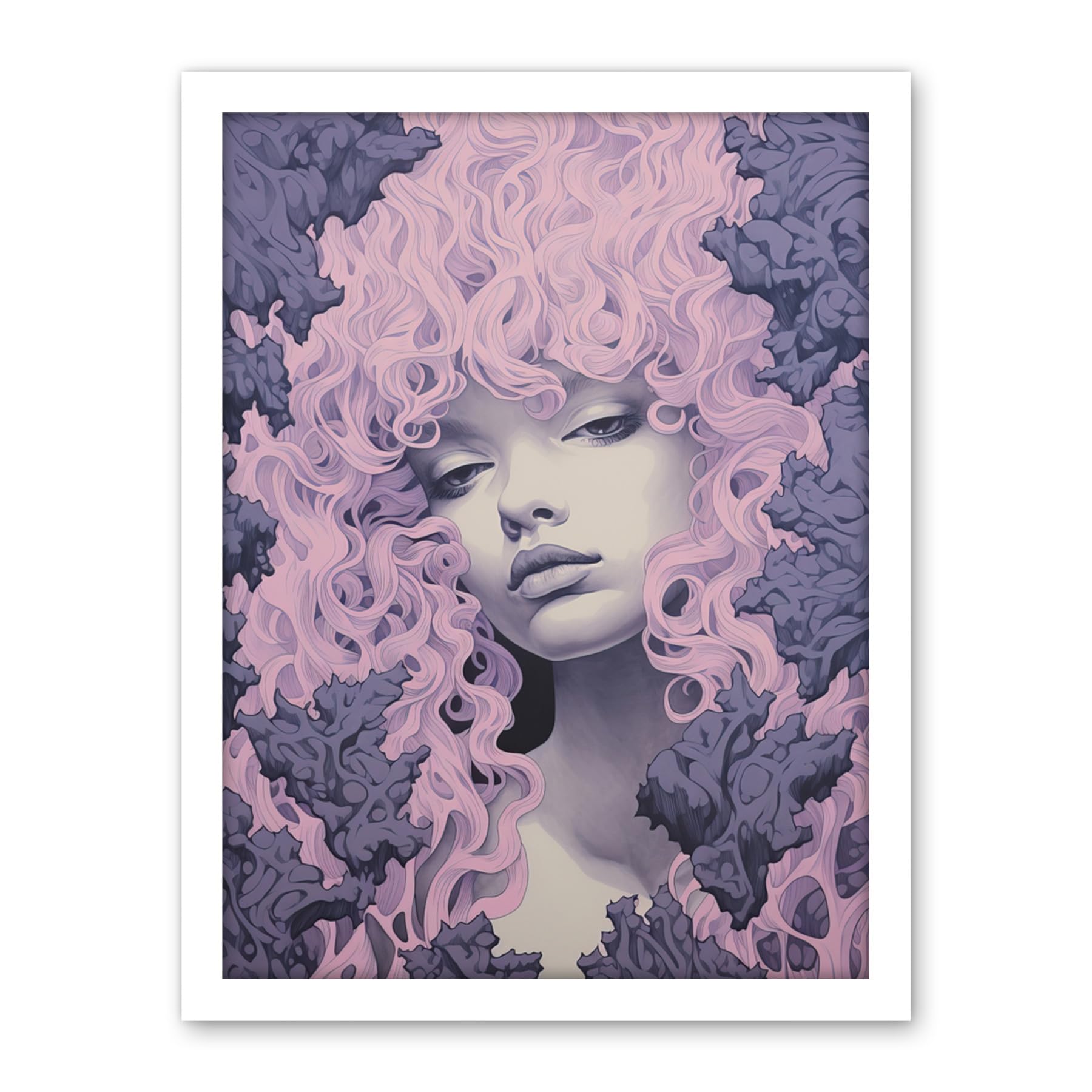 Artery8 Tree Nymph Lavender Purple Pink Woodland Forest Spirit Conceptual Artwork Framed Wall Art Print 18X24 Inch