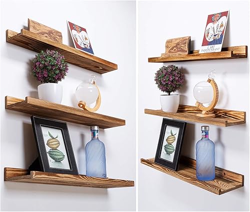 Miniatura 7 de AZSKY Juego de 3 estantes flotantes, estantes de repisa para fotos, estantes grandes de 24 pulgadas de largo para almacenamiento de juguetes
