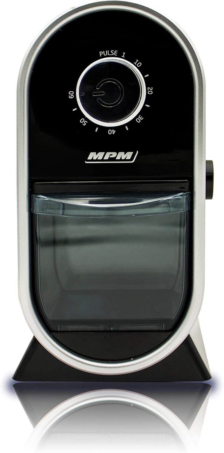 წინა view of the MPM MMK-05 Coffee Grinder showing the timer dial and power button