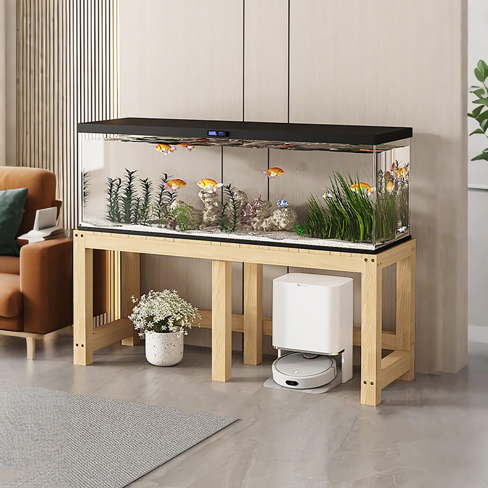 Aquarium Stand Rack, Heavy Duty Wooden Base for Fish Tanks, Easy Assembly, Ideal for Reptile Tanks and Plant Displays, 90X50X50CM