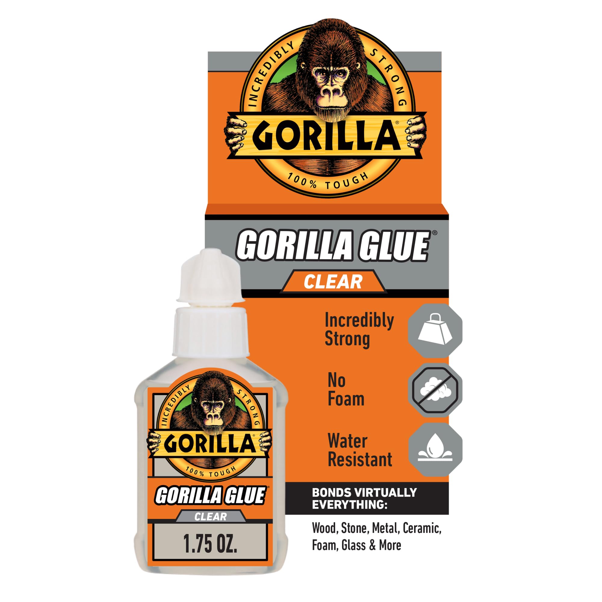 Gorilla Clear Glue, 1.75 Ounce Bottle (Pack of 1) - Crystal Clear, All Purpose, and Water Resistant