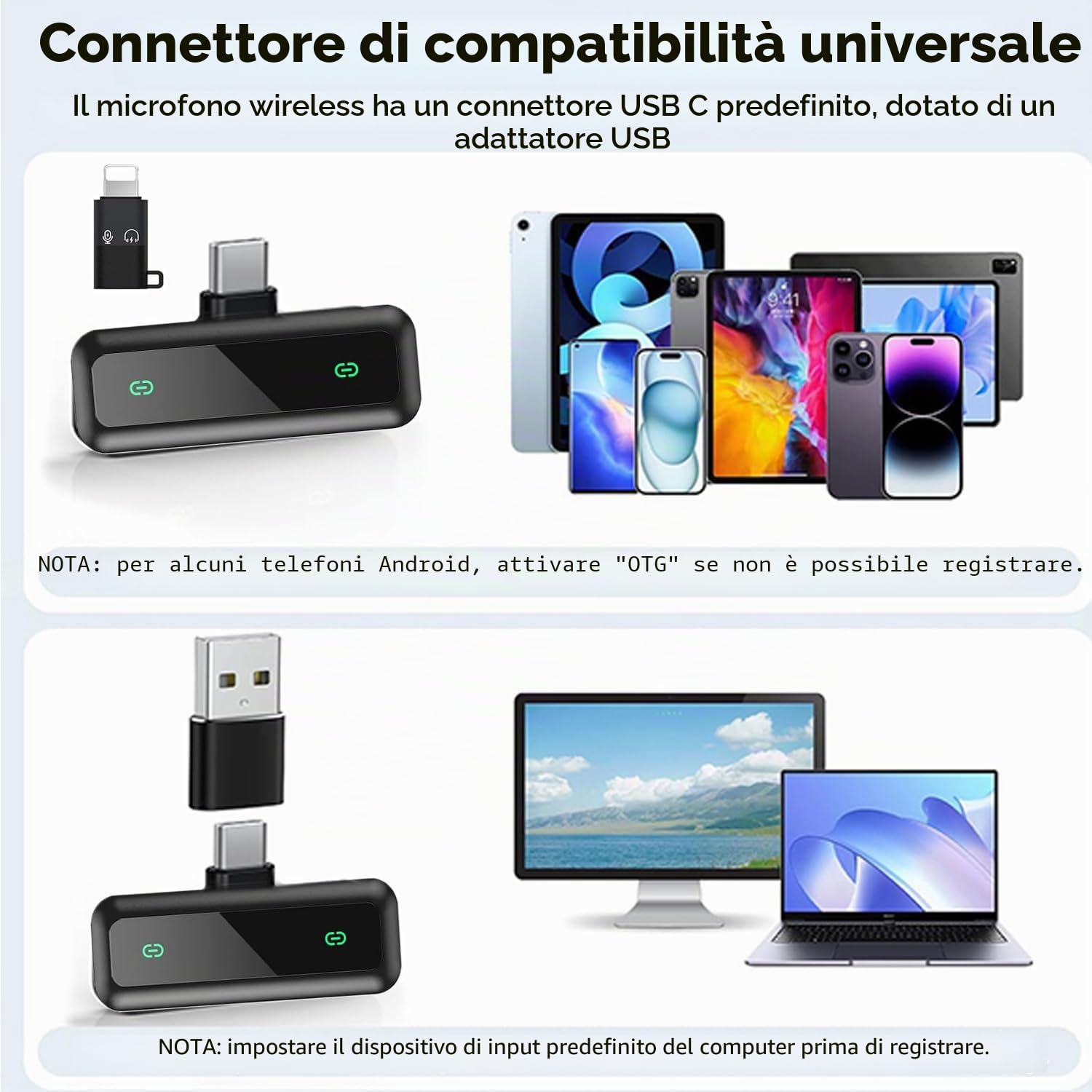 XIXIXIAXIA Microfono lavalier wireless per iPhone, Android, iPad, microfono Lavalier per Riduzione del Rumore per Registrazione Video, Live Steam, Intervista, YouTube, TikTok and Facebook Vlog