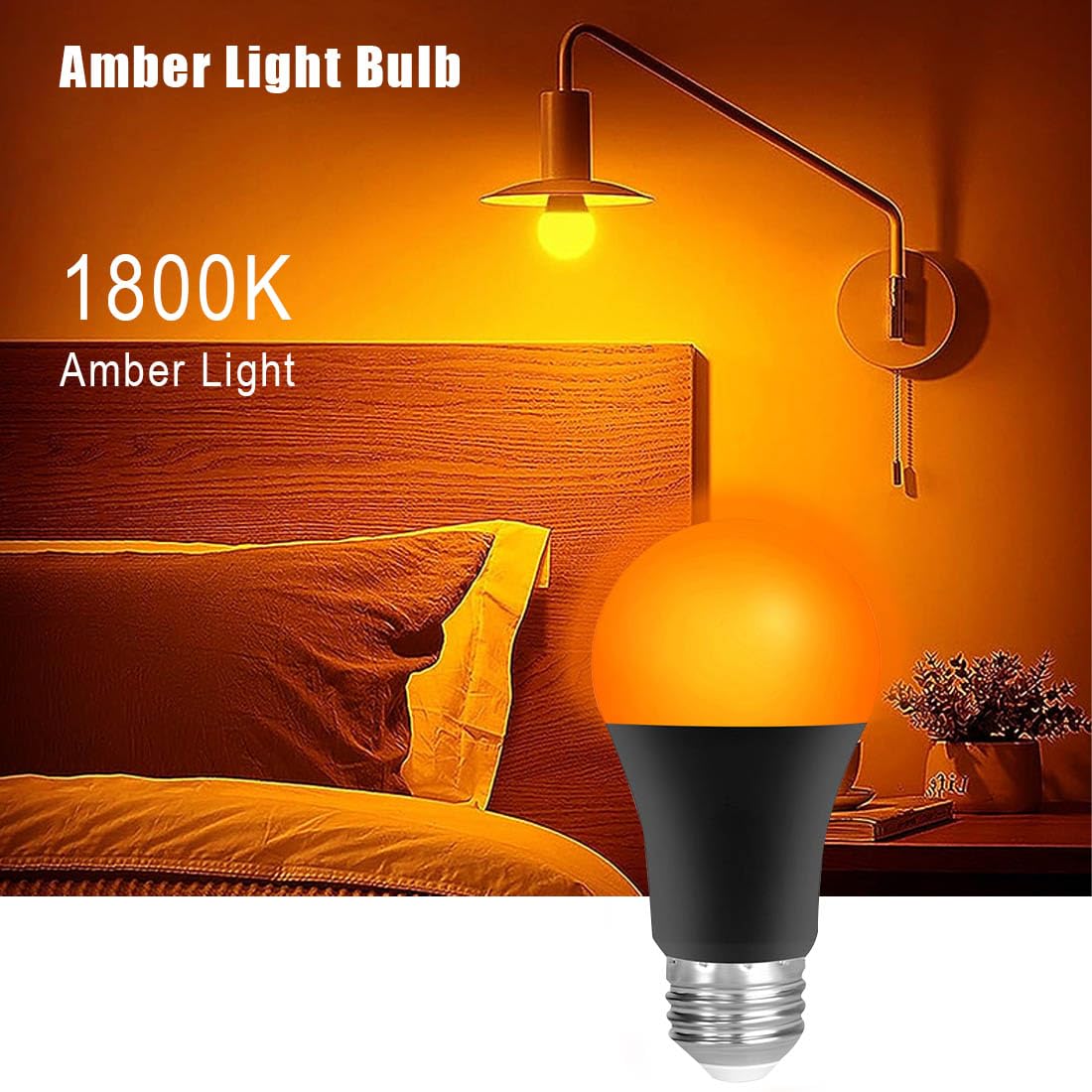 enwant 8W Amber Light Bulbs 1800K, Warm Light A19 Light Bulbs 50W