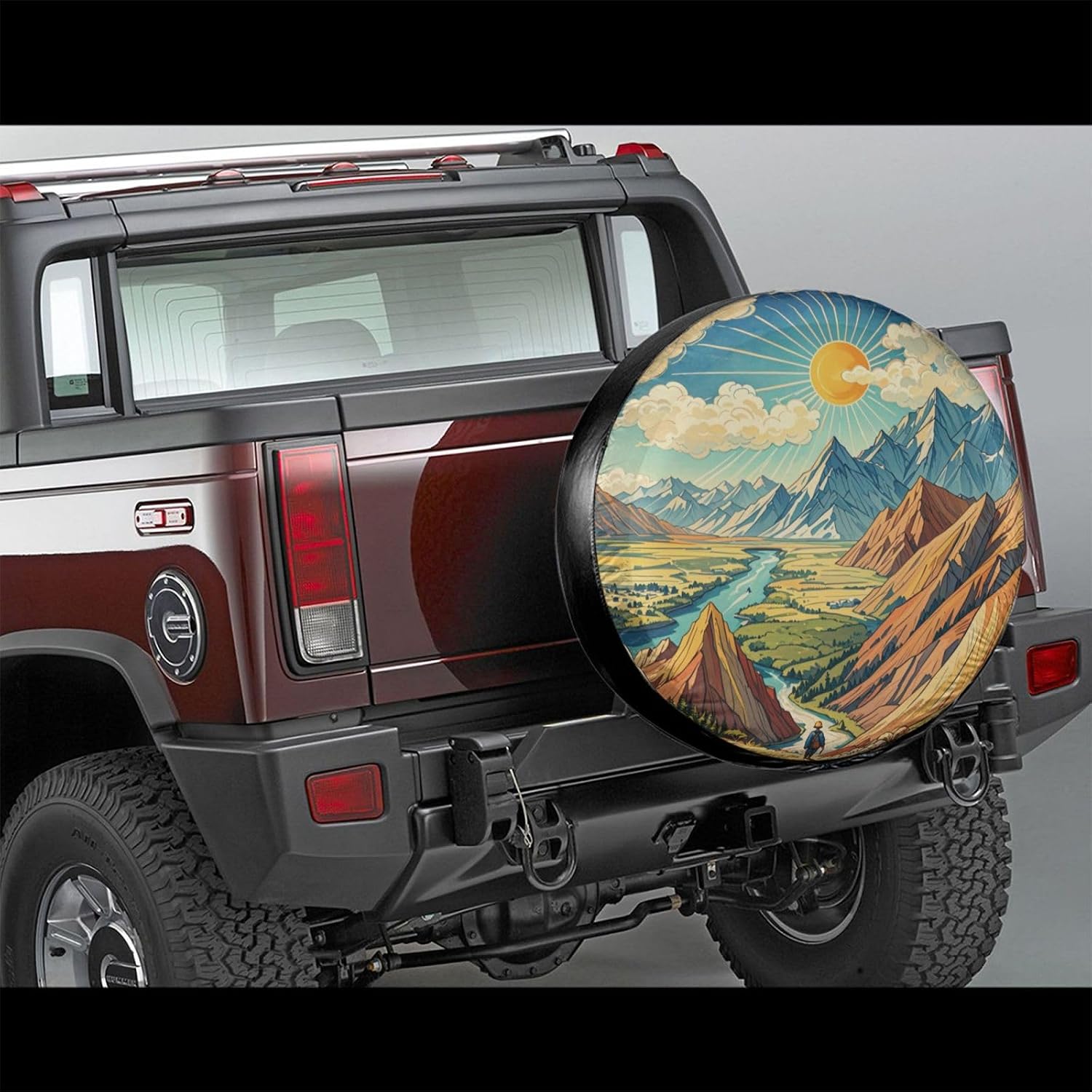 Mountains Natural Scenery Spare Tire Cover Wheel Protector Weatherproof Wheel Cover Universal Decorative Accessories for Camper RV SUV Travel Trailer 15"
