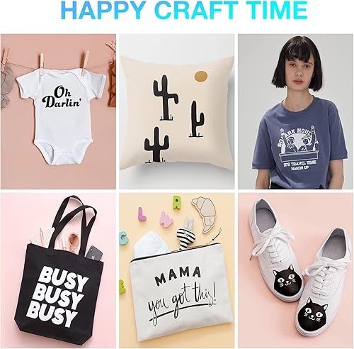 Miniatura 7 de HTVRONT Rollos de vinilo de transferencia de calor HTV 12 pulgadas x 12 pies, vinilo de transferencia de calor blanco y negro para camisas, 2 rollos