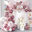 Lazybeee 117 Pcs Pink Balloon Garland Metallic Pink White Balloon Arch Kit Rose Gold Confetti Balloons for Girl Bridal Shower Birthday Party Decorations gallery image