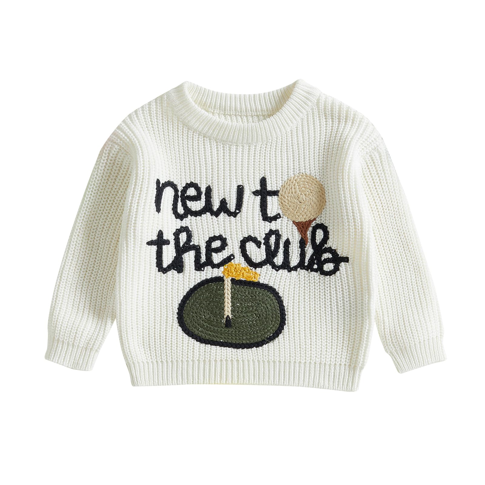 toddler baby boy girl golf outfits new to the club embroidery long sleeve knit pullover sweater birthday outfits