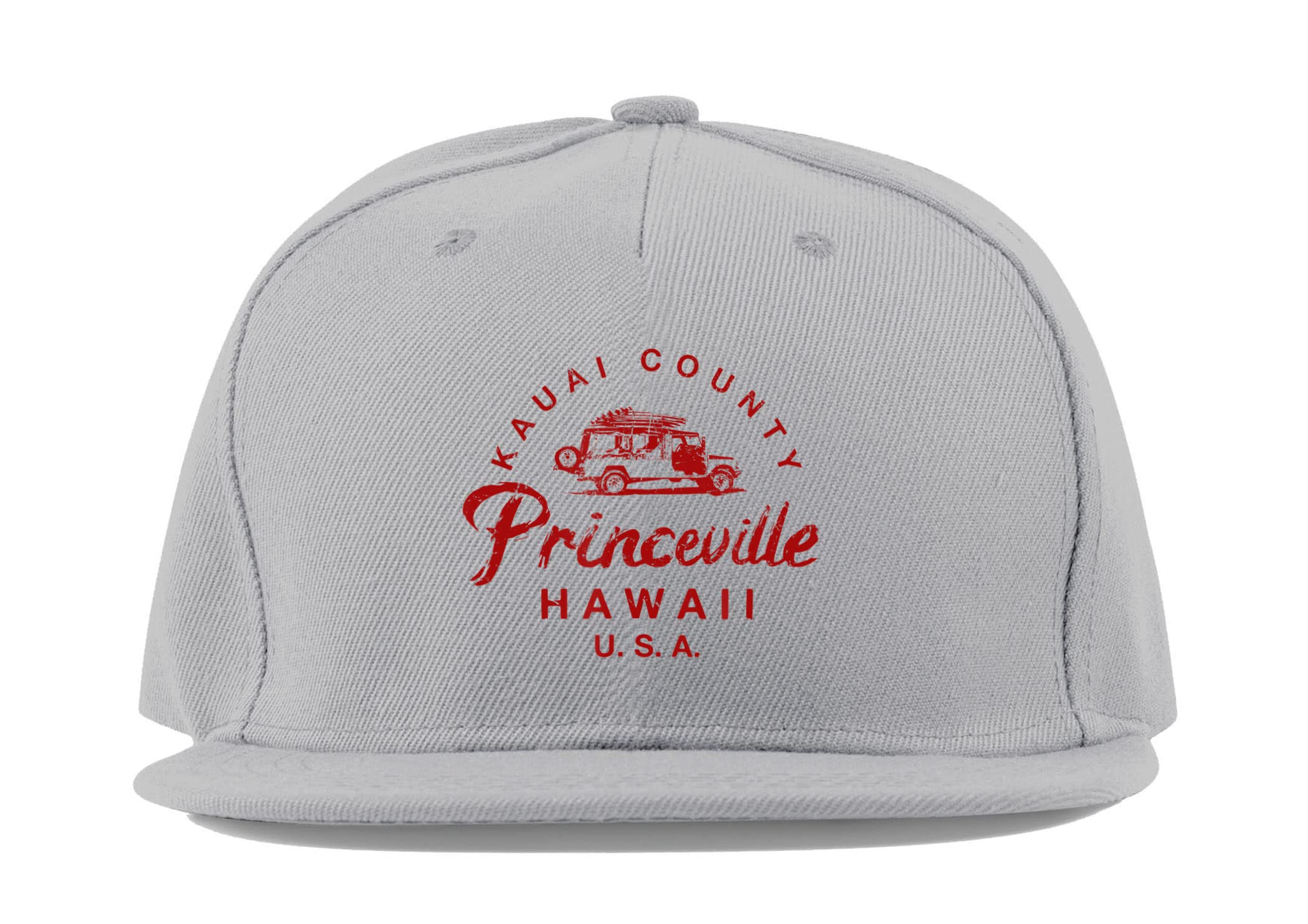 Casquette baseball Hawaii Princeville en coton gris visière plate fullcap taille unique