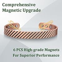 Vista 3 de Pulseras de cobre para hombres 99.99% cobre puro 7.3 pulgadas 3500 Gauss magnético ajustable Navidad regalo del día del padre