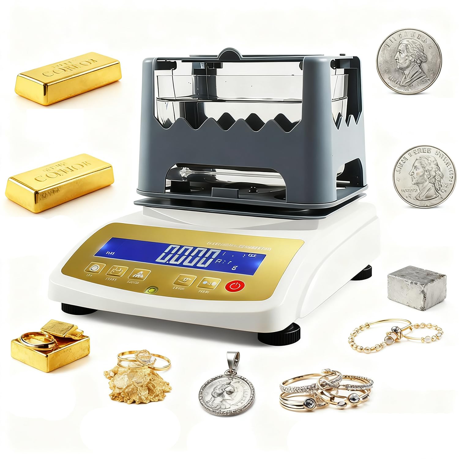 Goldreinheits-analysegerät,Präziser Gold Silber Platin Palladium Analysator mit leicht ablesbarem Display,Unverzichtbar für Sammler und Händler,Zerstörungsfreie Reinheits&Karatbestimmung MDJ-600K