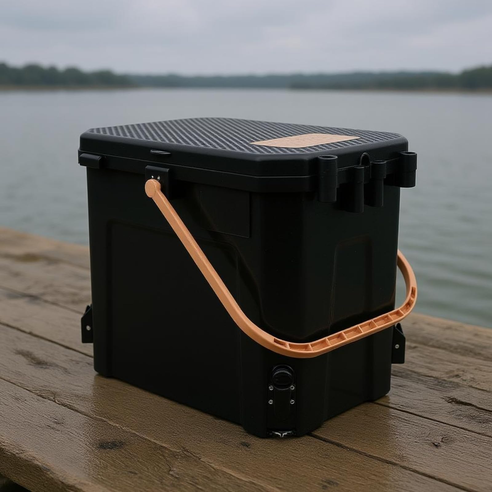Contenedor de Pesca Caja Cubo Baúl Recipiente Elevado con Regulables para Terrenos Irregulares Tapa Antideslizante y Asa, Básico Cubo Desnudo con Patas Elevables Y Caja De Almacenamiento