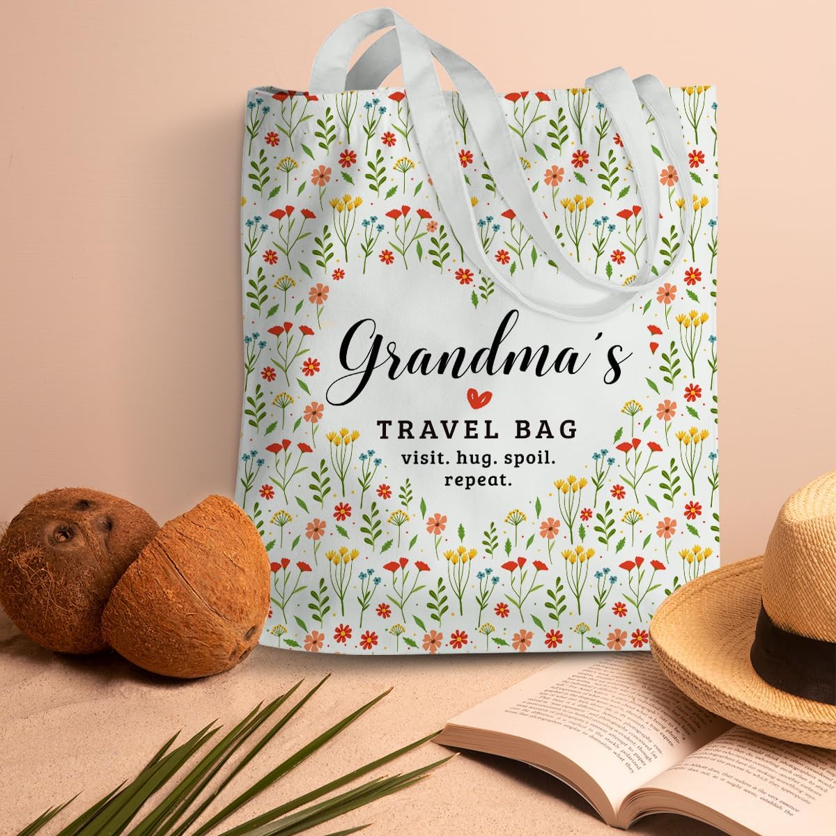 jeilink Colorful Grammy Beach Canvas Tote Bag Grandma Gifts Grocery Bags Tote Bag Gifts for Women Grandma Birthday