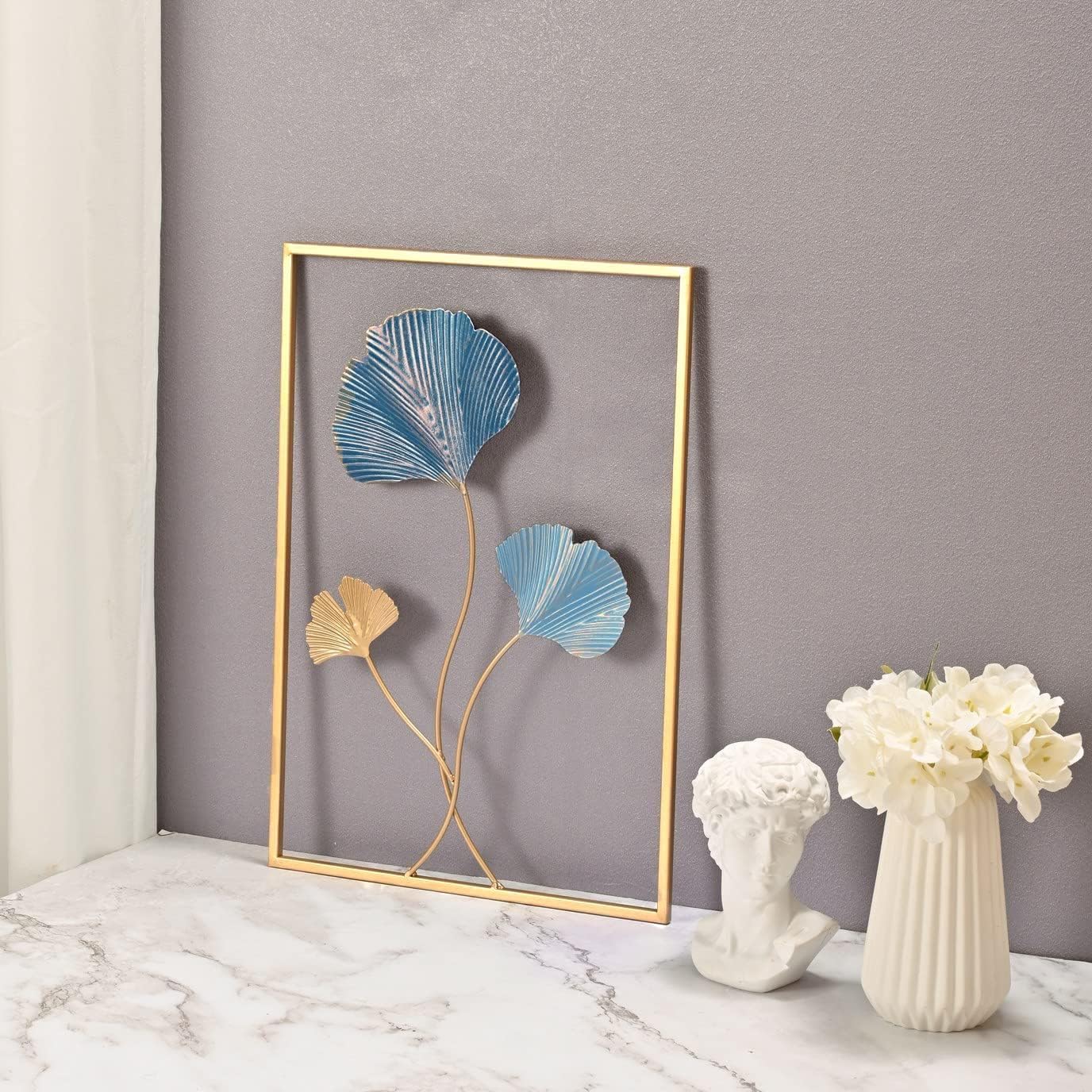 LIOTIZ Wall Decor Modern Wall Sculpture for Living Room, Golden Leaf Room Decor Metal Wall Hanging Art Deco,Ginkgo Leaf Hanging Wall Art Sculpture for Home Decor Ornaments (Gold Ginkgo)