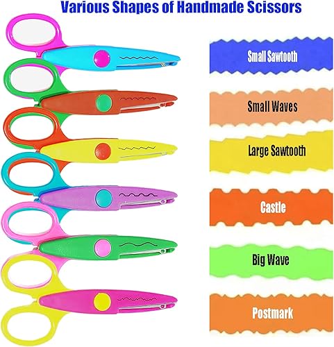 Miniatura 4 de Paper Edge - Juego de 6 tijeras de manualidades con patrones diferentes para profesores, álbumes de recortes, álbumes, niños, artes