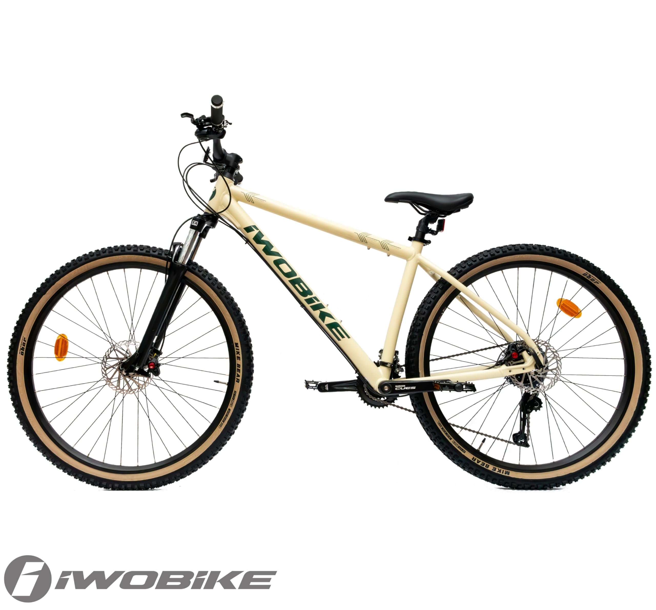 Rower Górski MTB, 29 Cali, Kremowy Mat z Zielonymi Wstawkami | Rower Górski MTB, 29 Cali, Kremowy Mat z Zielonymi Wstawkami, Męski, 18 Biegów, Rama Aluminiowa 18,5", Amortyzacja SR amortyz