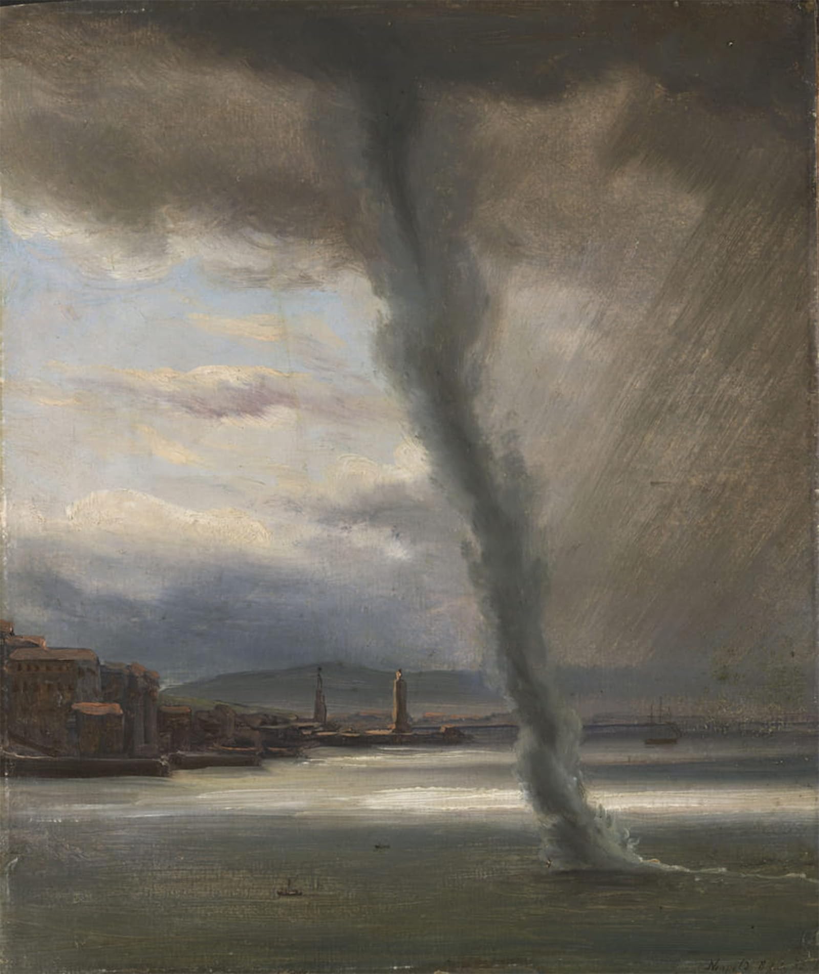 SERENDIPITP Aesthetic Poster Photo Wall Print Retro Picture a Waterspout on the Bay of Naples by Fearnley Modern Wall Artwork for Home Decor 60x90cm