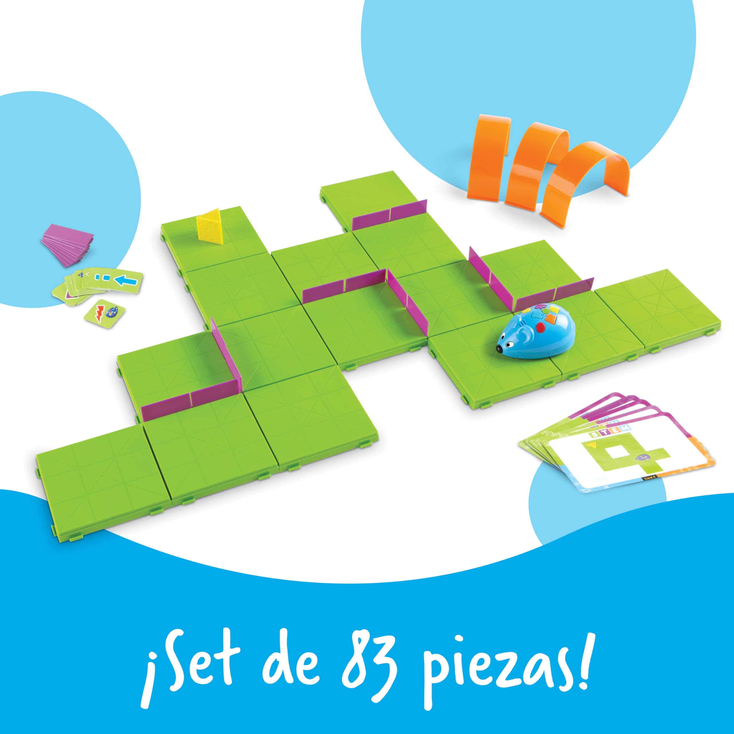 Learning Resources Set de Actividades Ratón Robot Code & GO, Juego codificación Infantil, programación para niños, Juguete Stem Educativo, Edades 4-8, Incluye 83 Piezas y Tarjetas