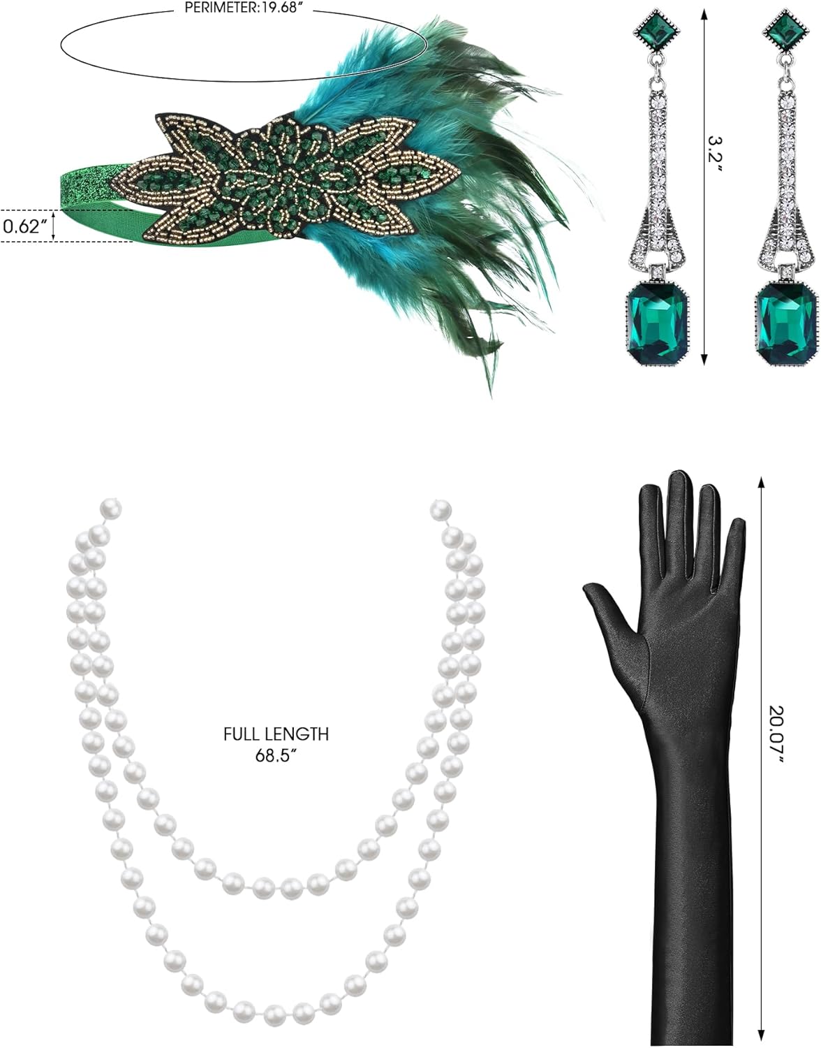 Women's Flapper Dresses 1920s Dresses for Women Great Gatsby Sequin Fringed Roaring 20s with 20s Accessories Set - Image 5