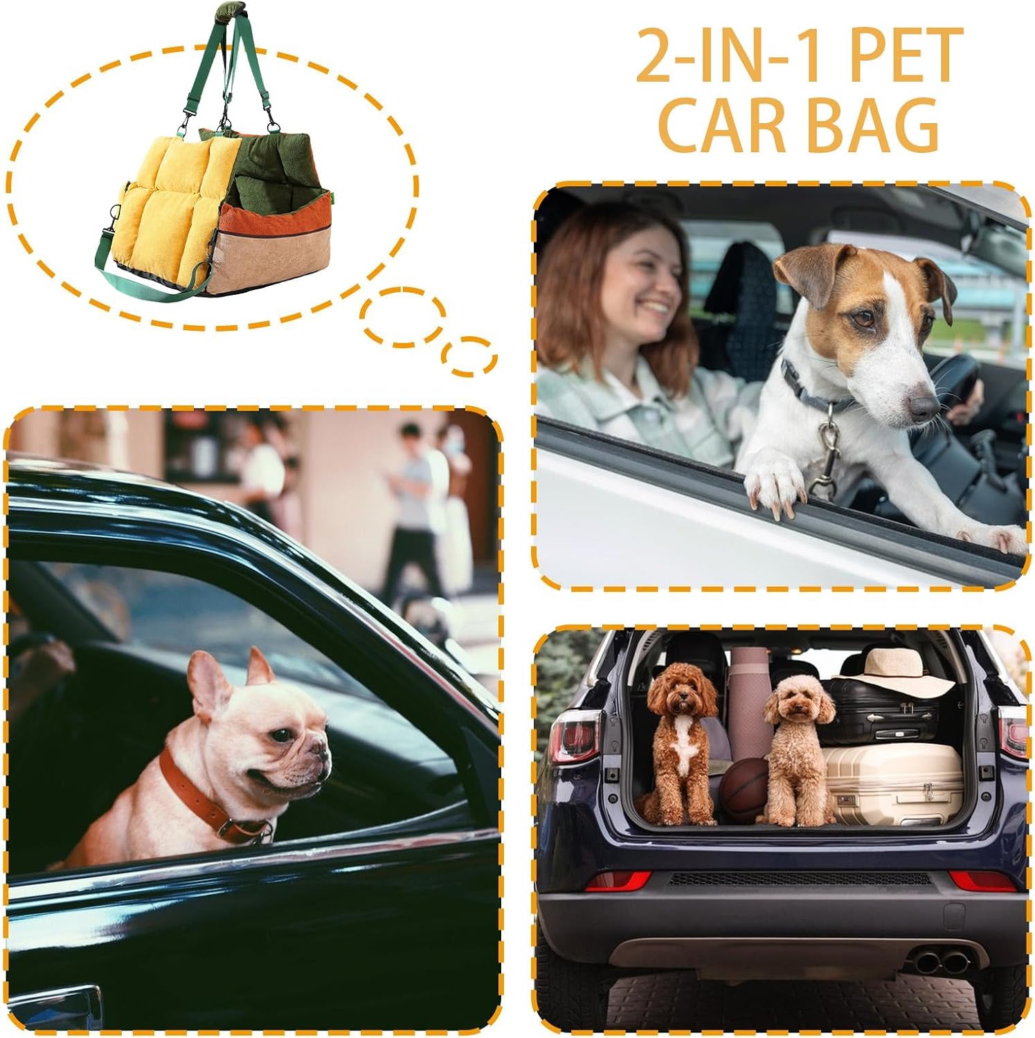 Dog Car Seat - 2-in-1 Soft Pet Carrier with... 19 Dog Car Seat - 2-in-1 Soft Pet Carrier with...