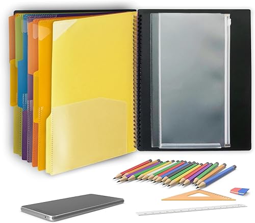 Miniatura 6 de Binditek Paquete de 1 organizador de proyectos de polietileno de 18 bolsillos con 9 divisores, carpeta resistente con portada personalizable, lomo