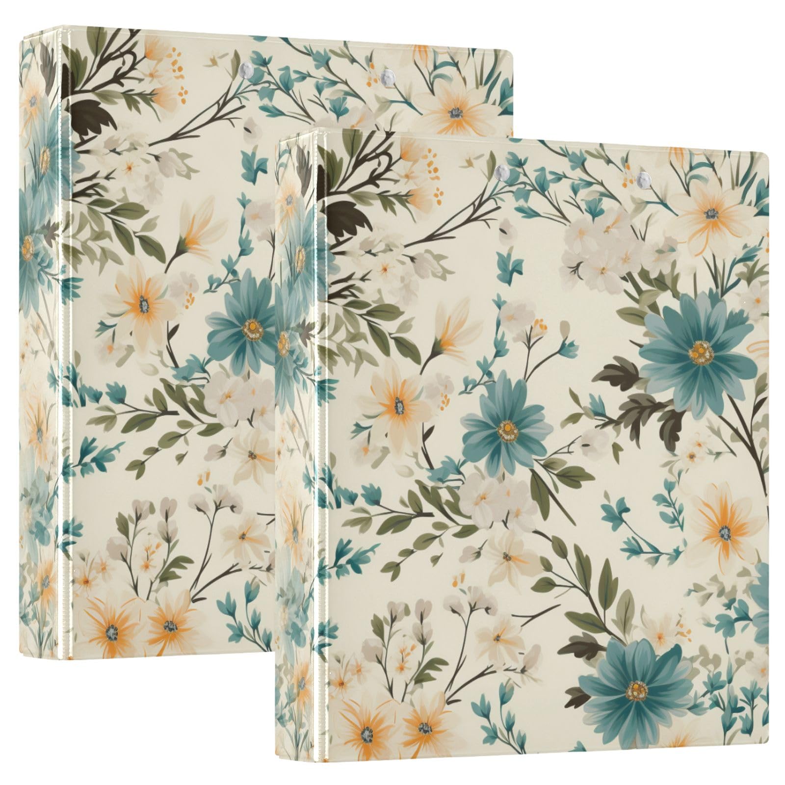 Raccoglitore a 3 anelli con motivo floreale primaverile, senza cuciture, 3,8 cm, contiene 200 fogli, raccoglitori a 3 anelli con clip in metallo antiscivolo