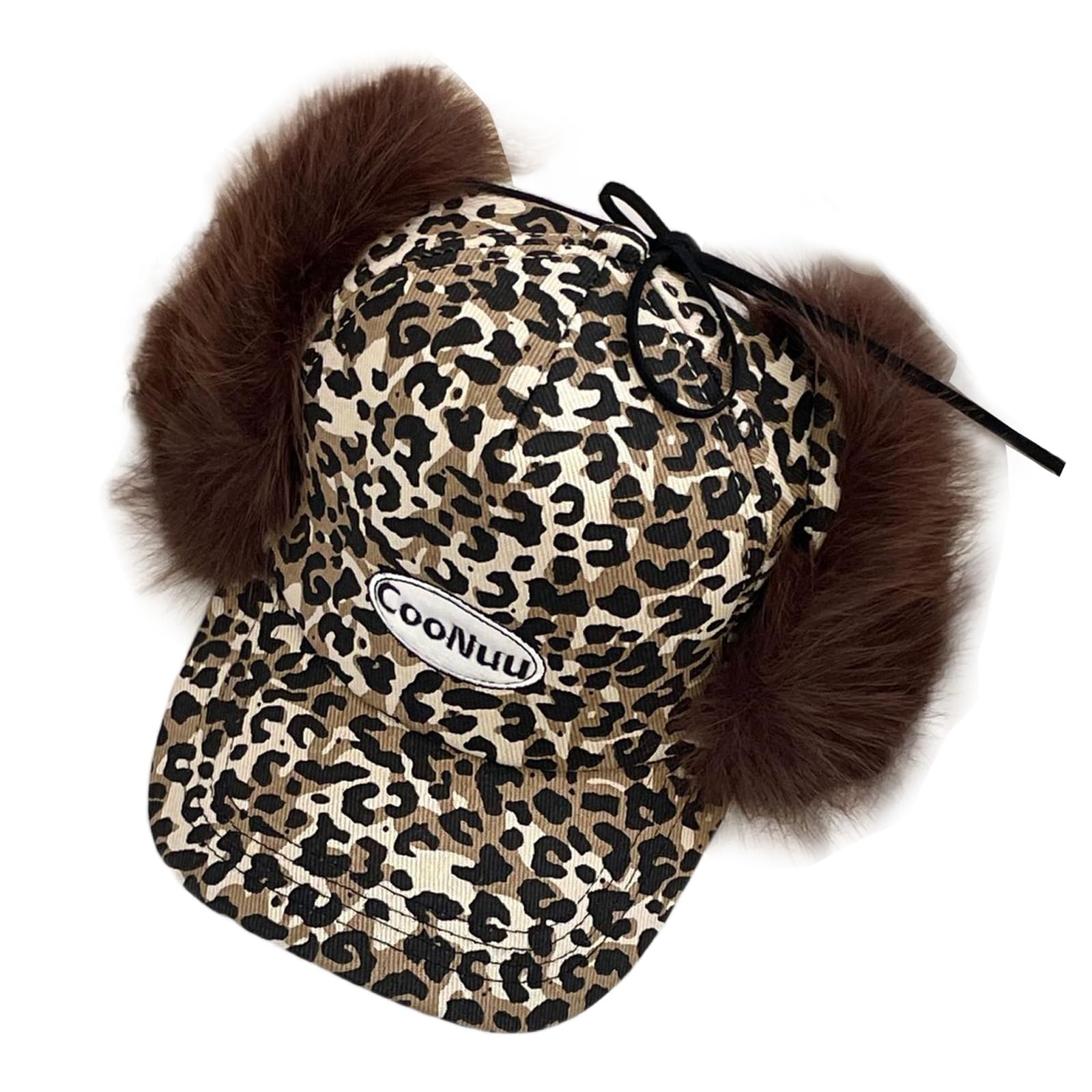 MICFENY Plush Russian Ushanka Hat Furry Baseball Cap with Warm Ear Cover Winter Hat with Thickened Liner for Skiing Walking