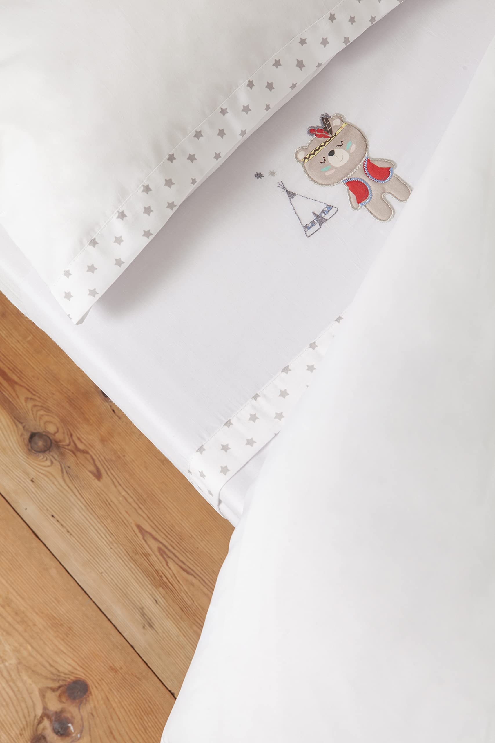 Interbaby 03197-18 - Sábanas cuna TIPI OSO blanco y gris, unisex