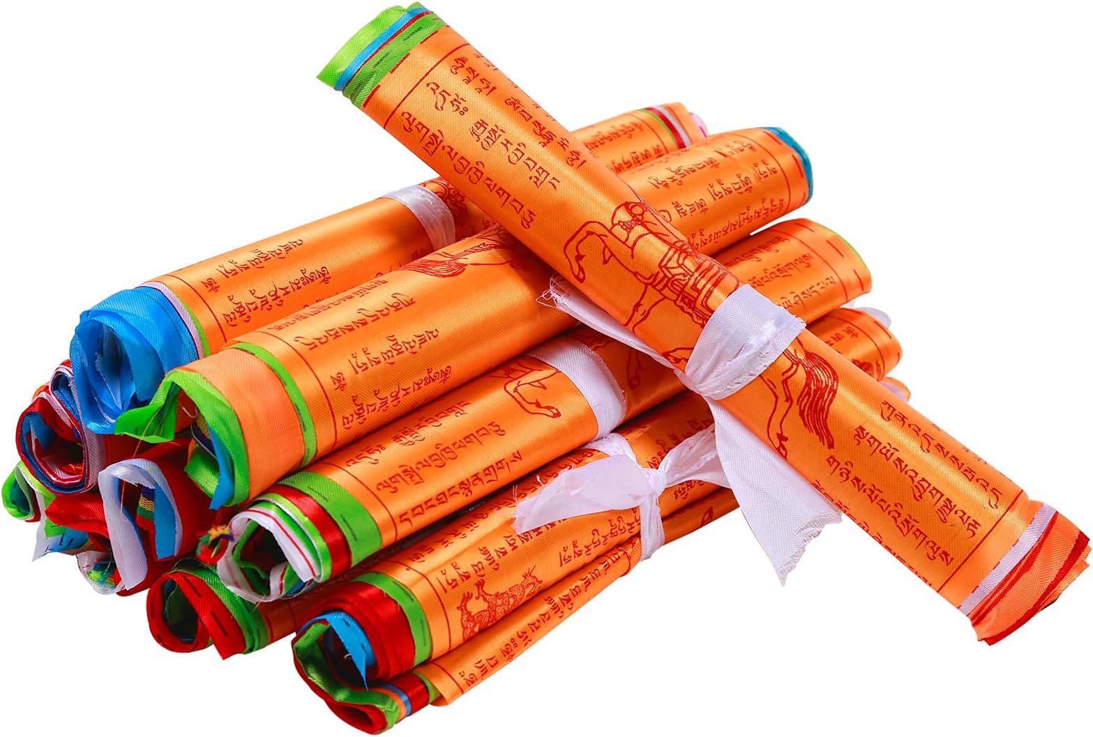 Tibetan Prayer Flags 120pcs Indoor Outdoor Buddhist Meditation Flag Satin Wind Horse Prayer Flags,10 x 11Inches