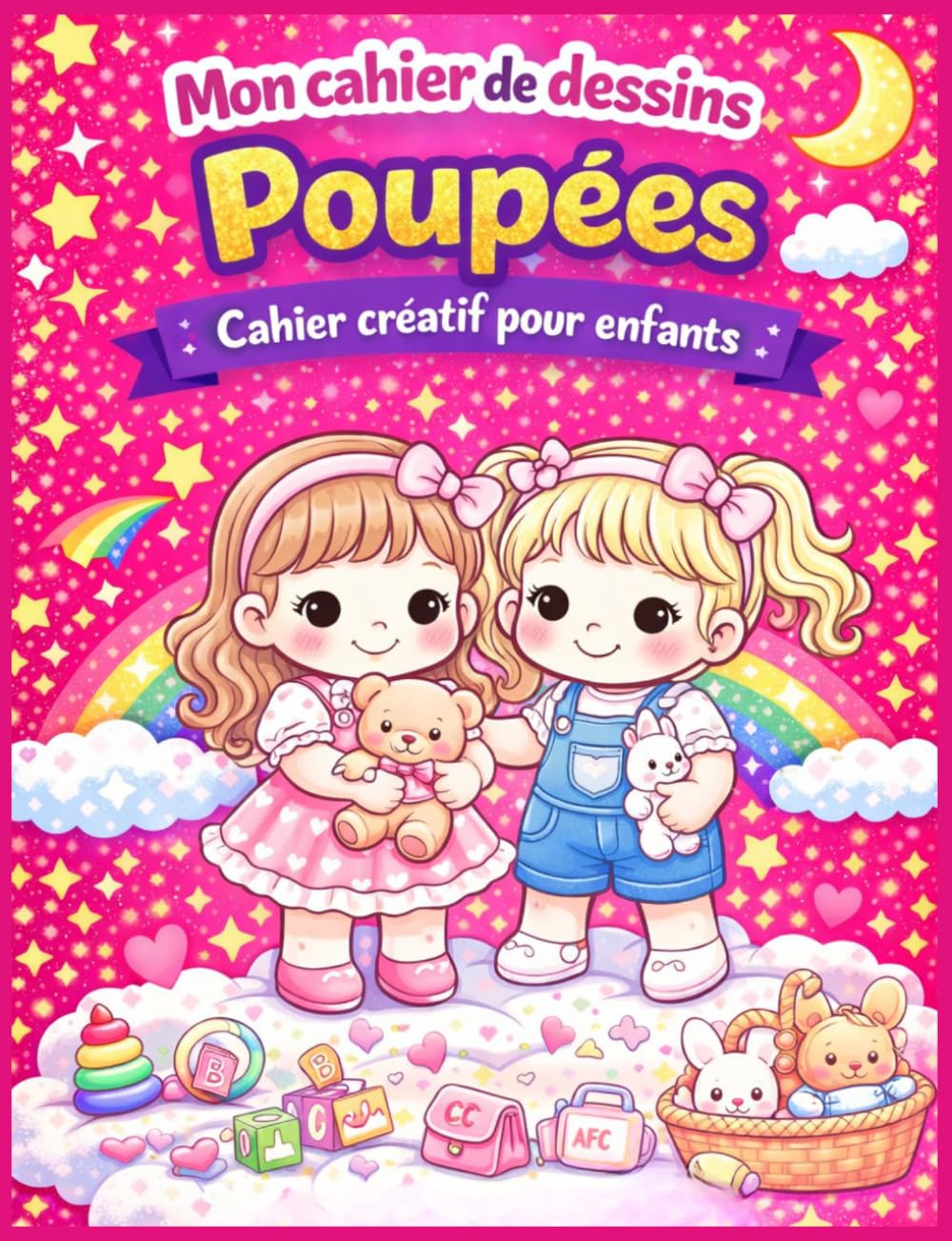 Mon cahier de dessins - Poupées: Poupées adorables à colorier, cahier créatif pour développer l’imagination et se détendre