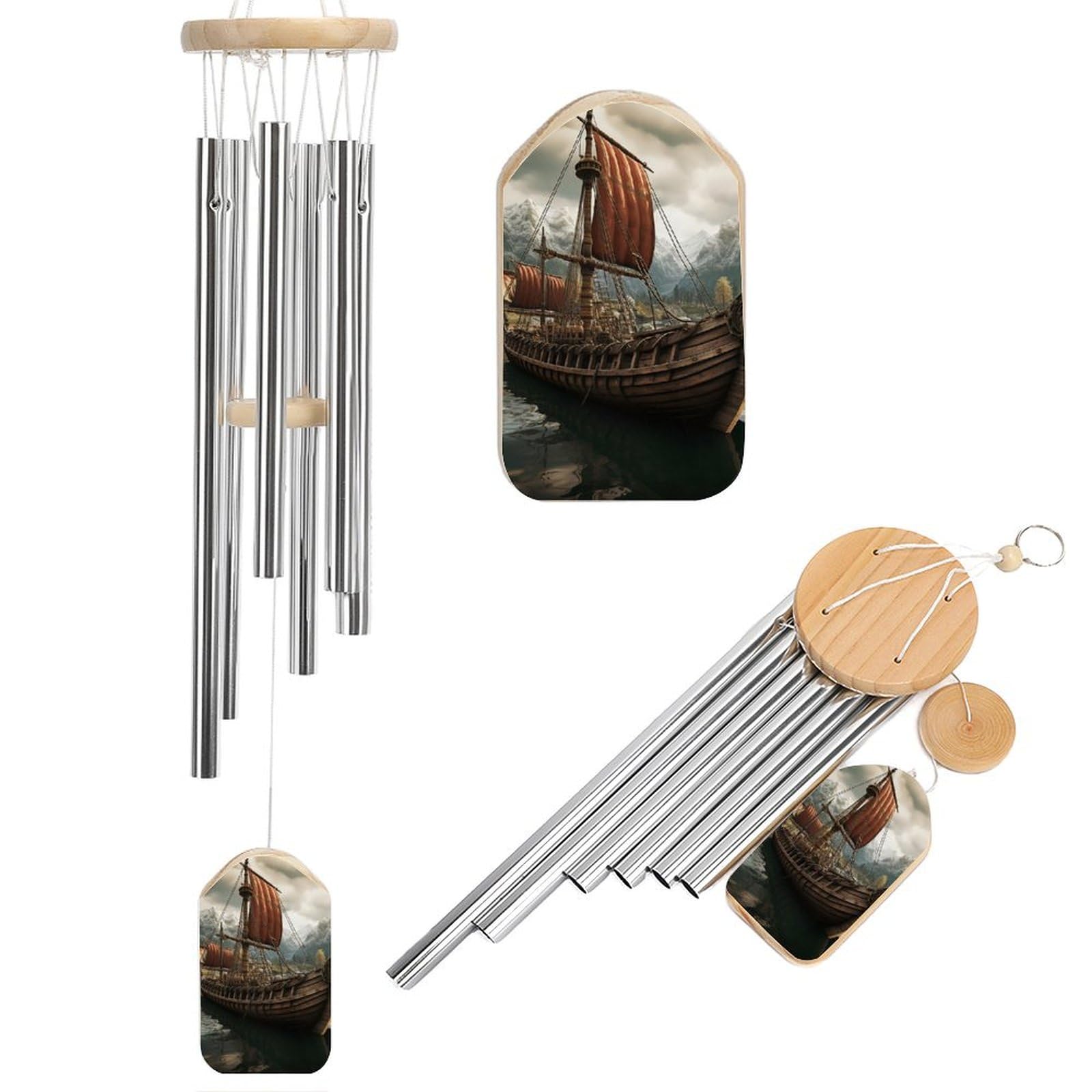 Carillon commémoratif vieux bateau, cadeau déco extérieur