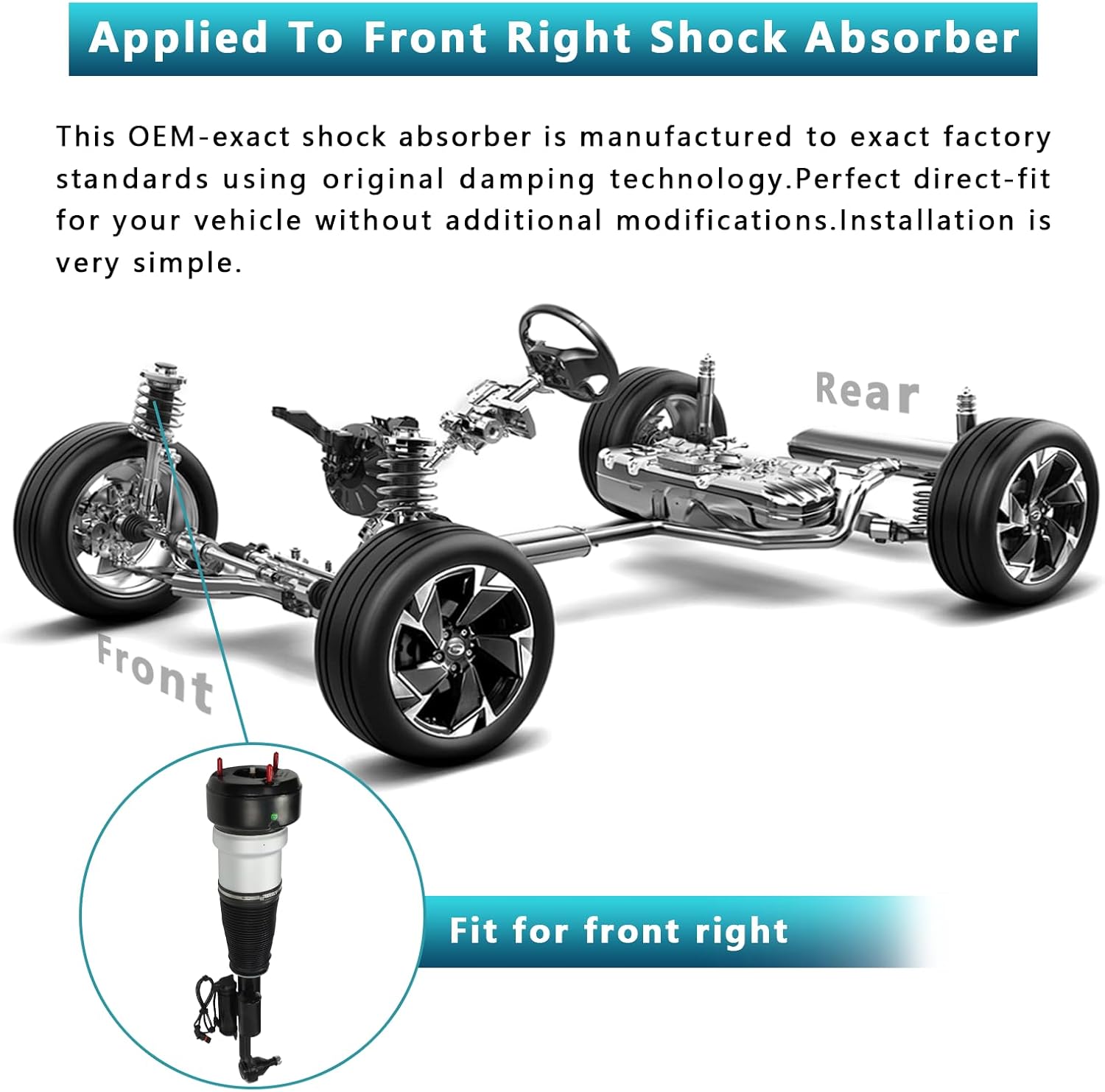 Front Right Air Suspension Shock Absorber Strut Replacement for 4Matic 2007-2013 Mercedes Benz S-Class W221 S350 S450 S550 CL550 2213200538