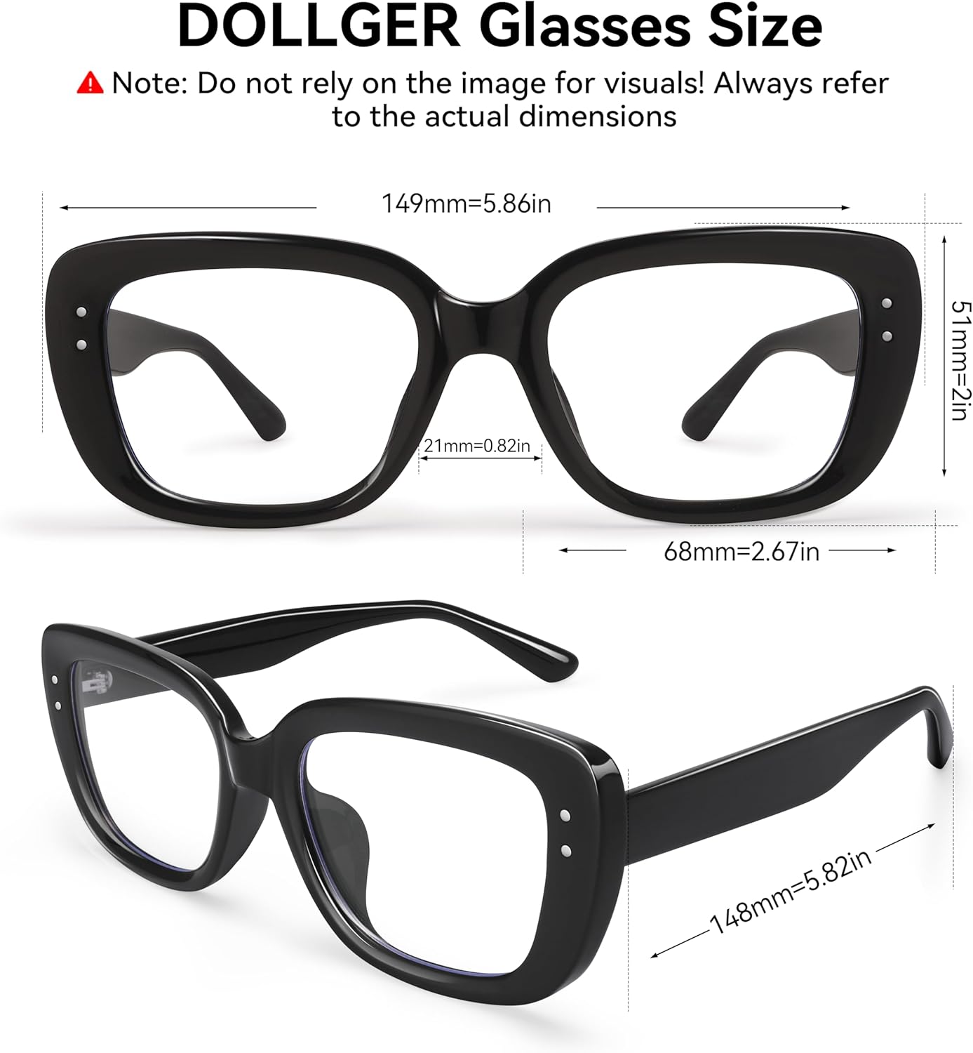 Dollger Big Chunky Blue Light Blocking Glasses for Women Men Trendy Large Rectangle Thick Frame Anti Bluelight Glasses - Image 5