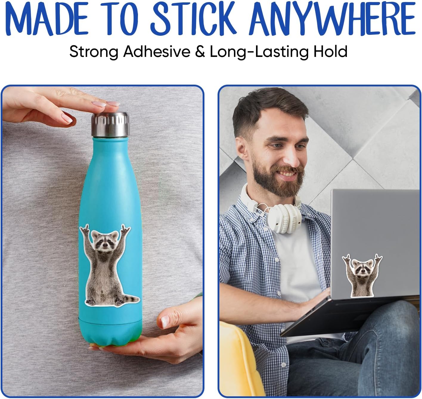 | Rocking Raccoon Stickers (2 Pcs) - Strong Adhesive, Durable, Weatherproof Funny Car Decals, Sizes 5" x 3.5" and 3.75" x 3.5" - Perfect for Vehicles, Laptops, Tumblers etc. - Image 7