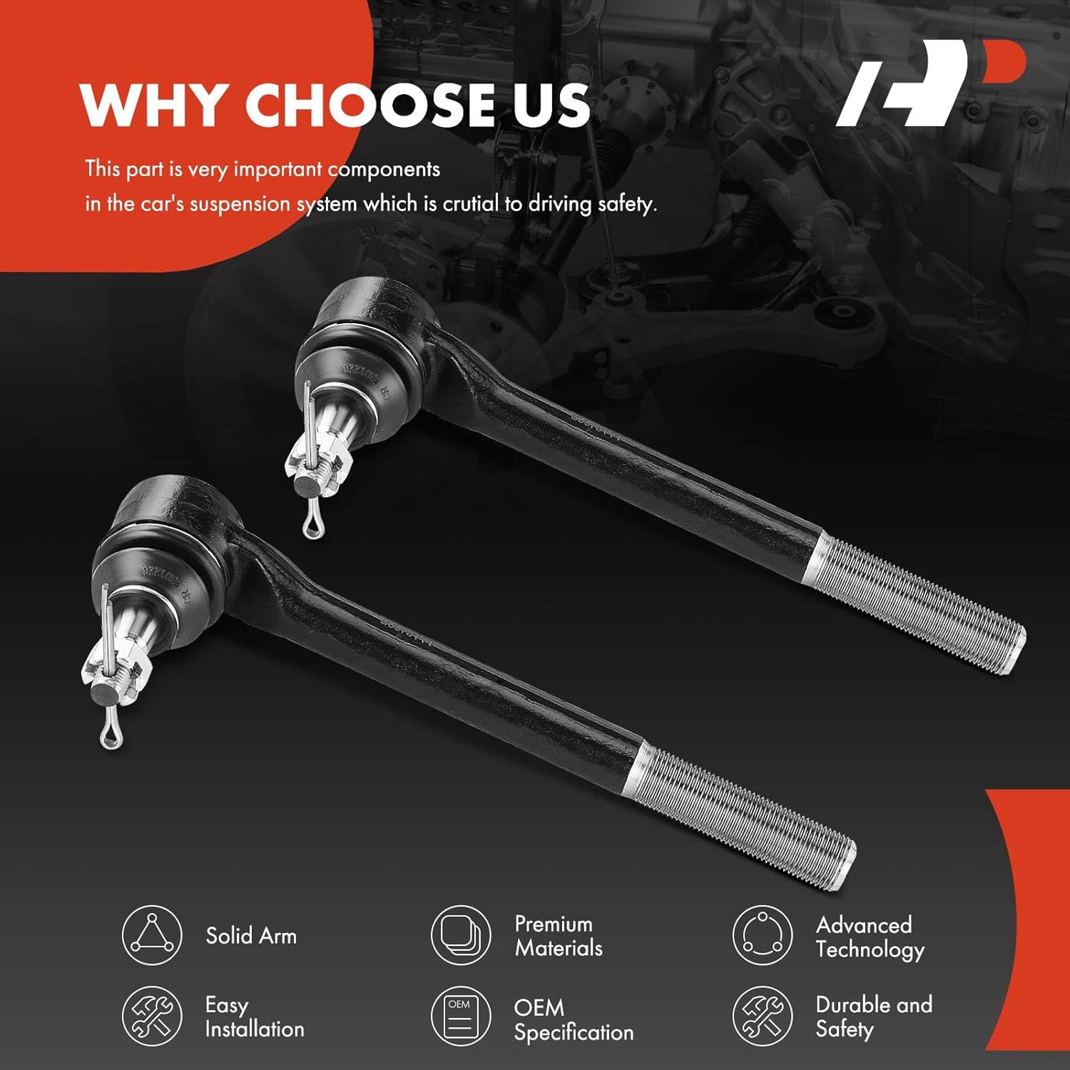 A-Premium 2 x Front Outer Tie Rod Ends, Compatible with Chevrolet Blazer 1996-2005, S10 1996-2003, GMC Jimmy 1996-2002, Sonoma 1996-2003, Isuzu Hombre 1996-2000