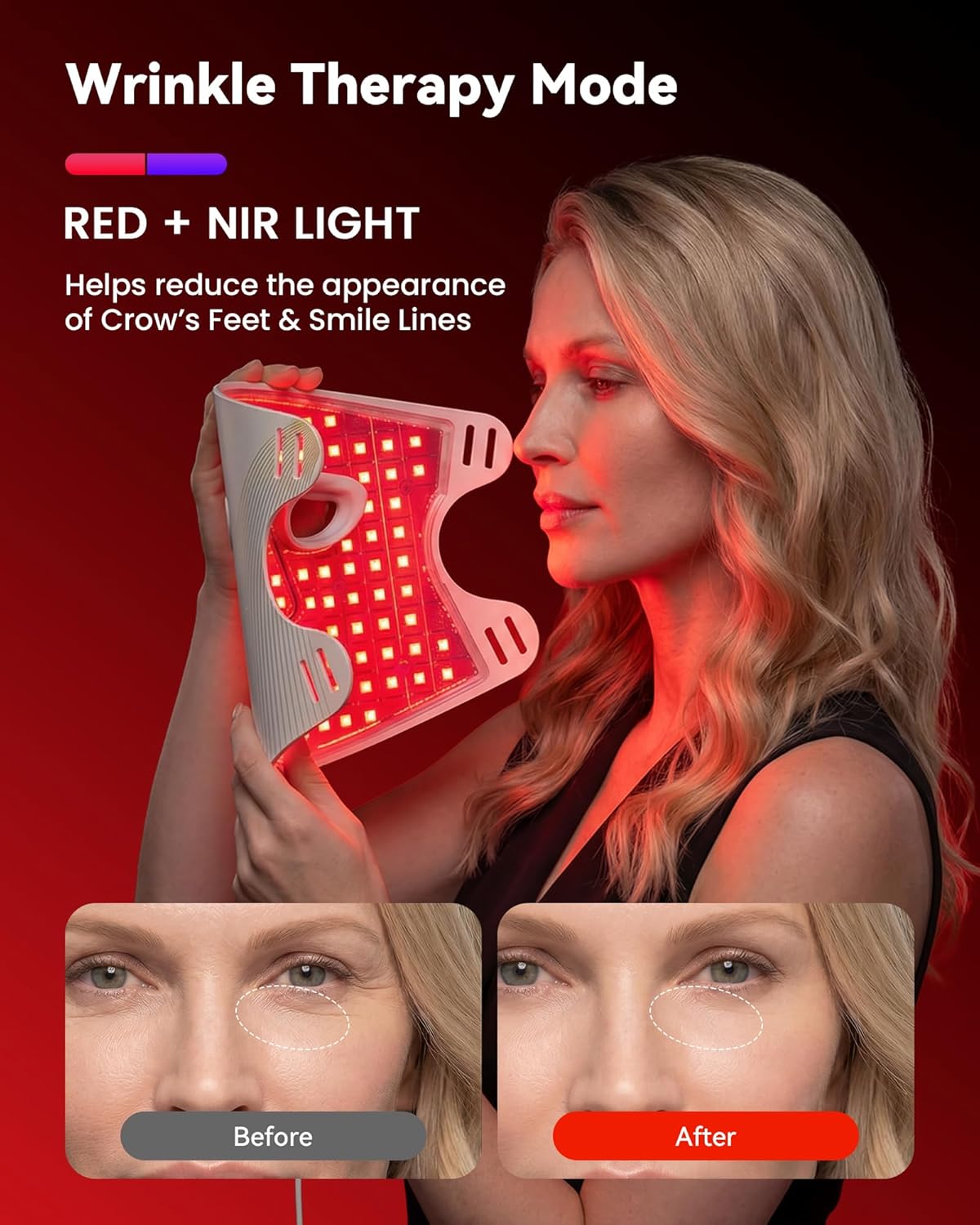 Red Light Therapy for Face Mask, Blue Light Therapy for Acne, Gifts for Women, Wrinkle Care LED Face Mask, 432 LED with Full Face Coverage & 3 Light Modes, Travel Bag for Home Use & Travel