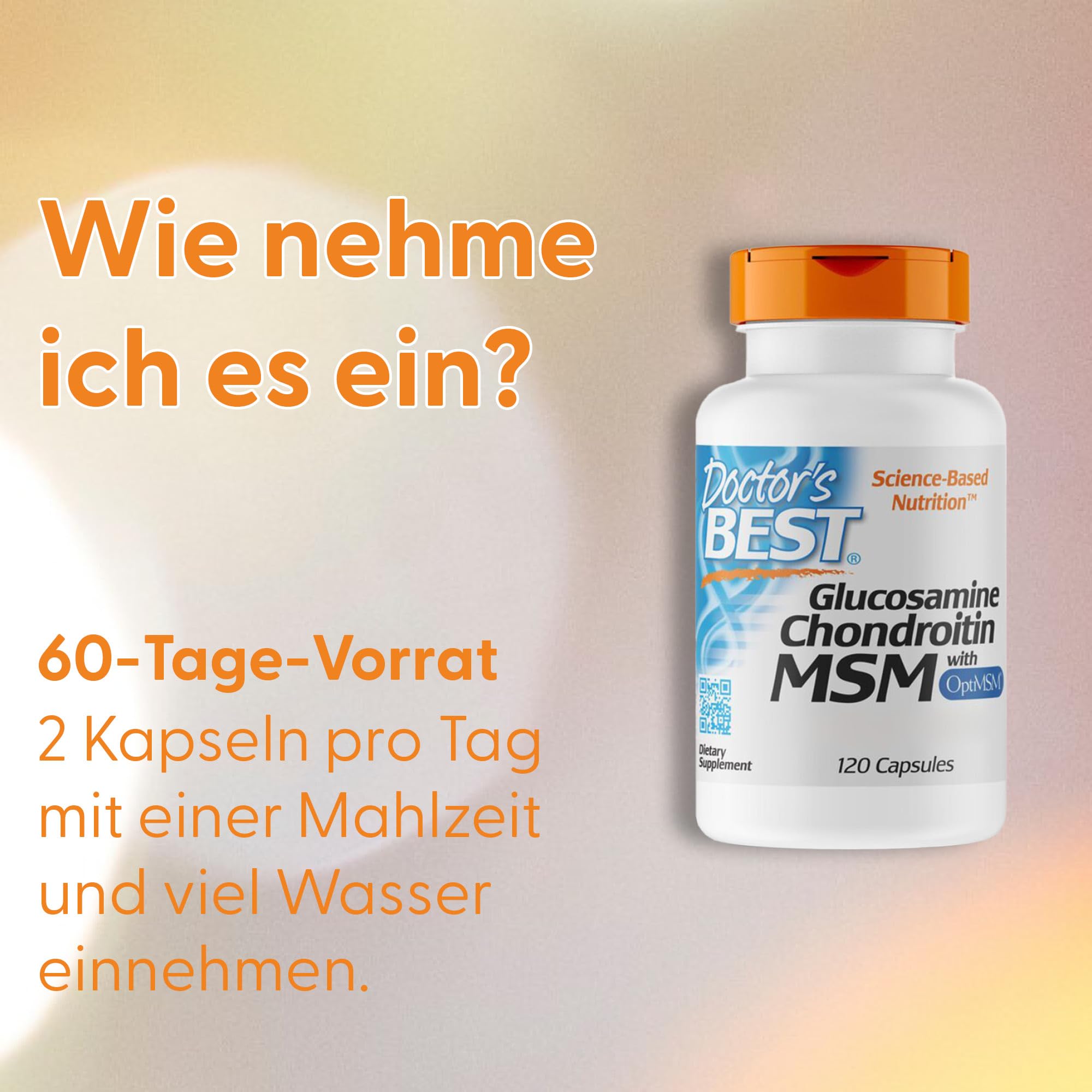 Doctor's Best, Glucosamin-Chondroitin MSM, mit OptiMSM, 120 Kapseln, Laborgeprüft, Sojafrei, Glutenfrei, Ohne Gentechnik