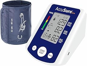 AccuSure BP09 Digital Blood Pressure Monitor – Automatic Upper Arm BP Machine for Home Use, Large Display, WHO Indicator, Dual User Memory, Adjustable Cuff (22–40 cm), USB Type-C & Battery Powered | 2 Year Warrenty- Blue