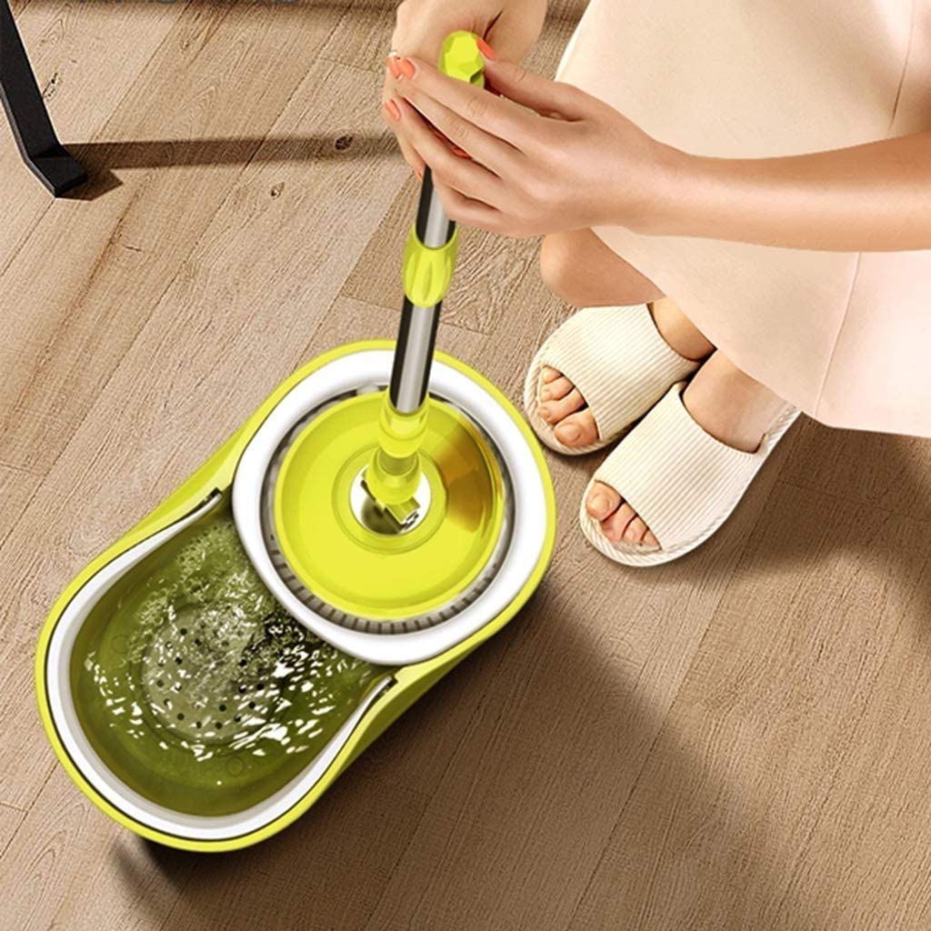 Trapeador Giratorio 360 ​​° Trapeador Giratorio Sistema Limpieza del hogar Trapeador Piso Cubo Kit Limpiador Piso Madera Dura más 5 Cabezales trapeador