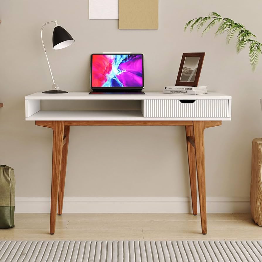 モダンアート　デスク　　ホワイト モダンアート デスク ホワイト デスク パソコンデスク おしゃれ 天然木