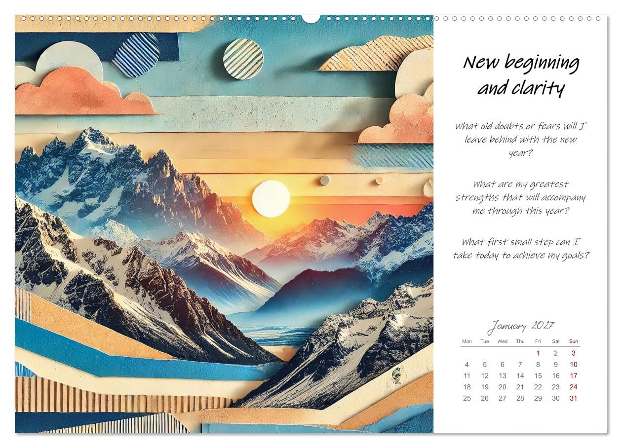 More confidence in 12 months - Collages with reflection questions for a stronger self (High Quality Premium Wall Calendar 2027 DIN A2 ... calendar with AI-generated nature collages.