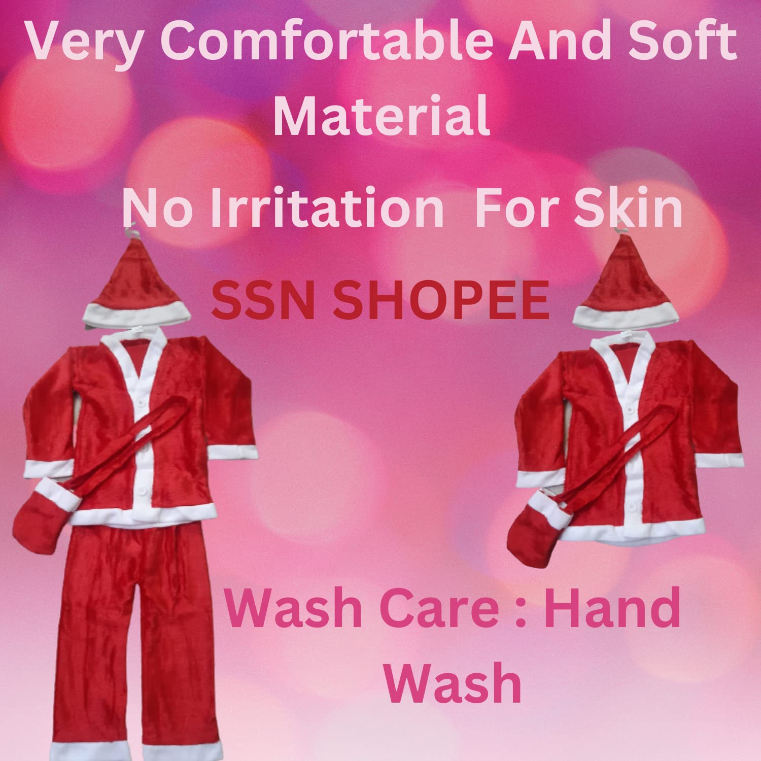 SSN SHOPEE Santa Claus Costume Dress for Kids Christmas Costumes Velvet (3-6 Months) 3
