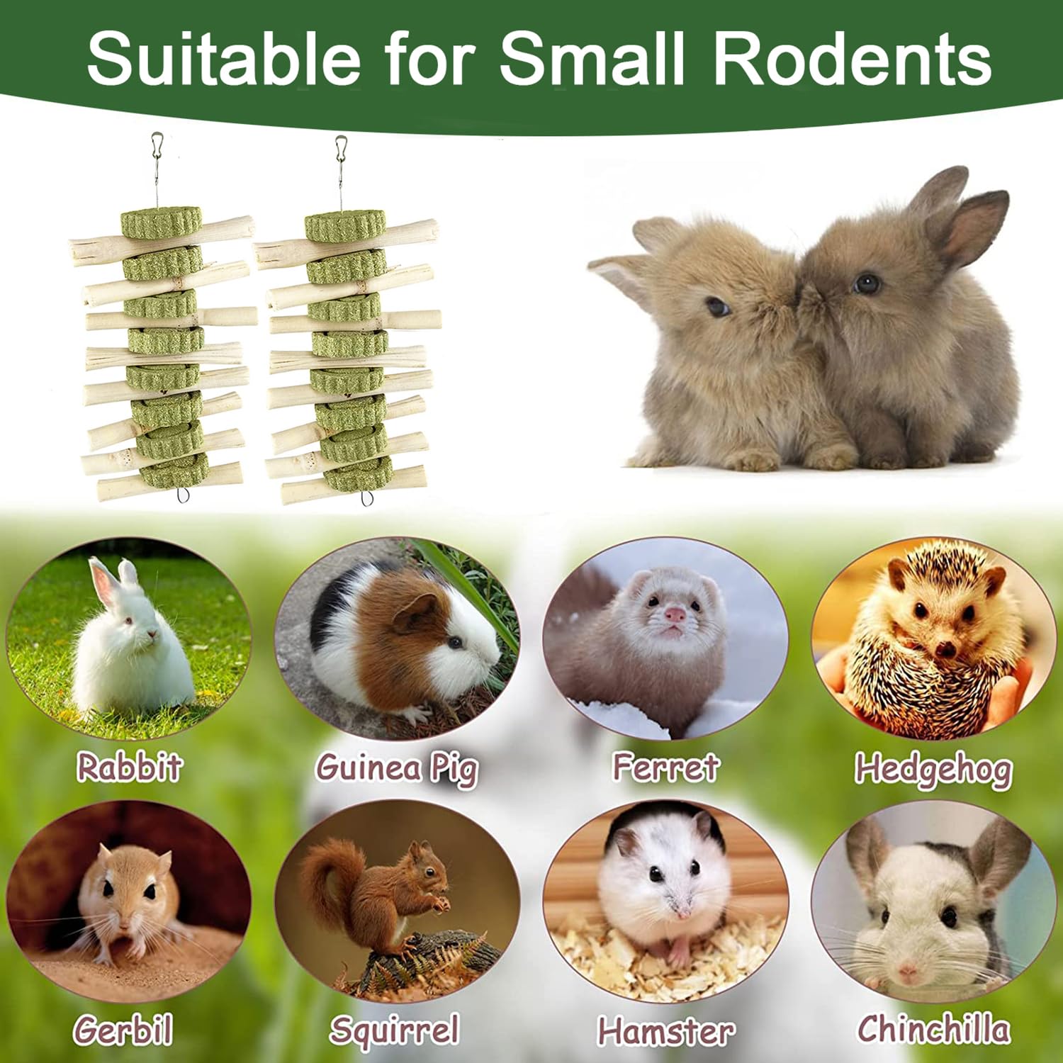 Giocattolo Da Masticare Per Conigli | Bastoncini Di Mela E Erba | Per Denti E Digestione