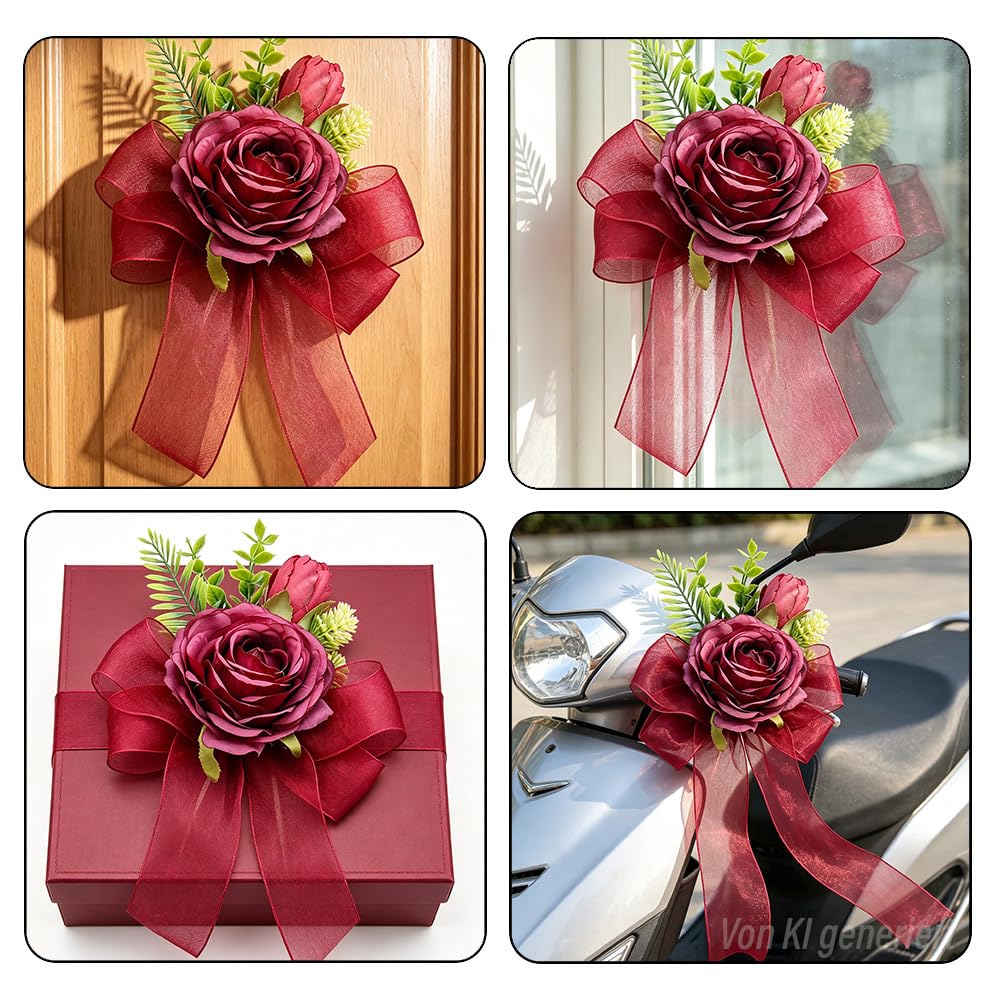 Autoschmuck 12 Stück Autoschleifen rückspiegel deko Hochzeitsauto Autodeko